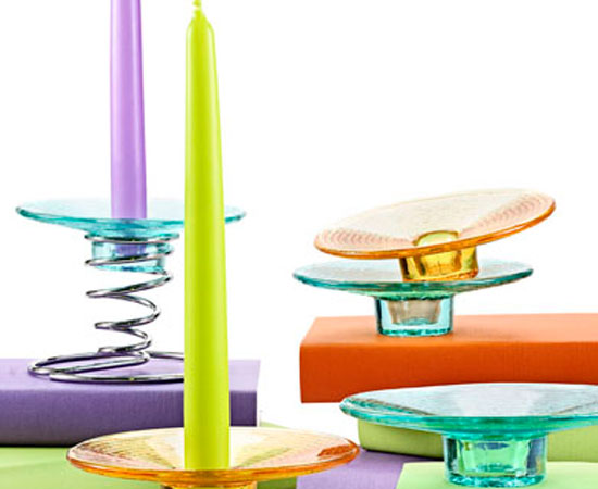 IVV Italia - Portacandele Multicolor - Turchese Con Candela Lilla