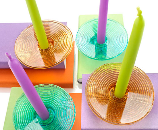 IVV Italia - Portacandele Multicolor - Ambra Con Candela Verde