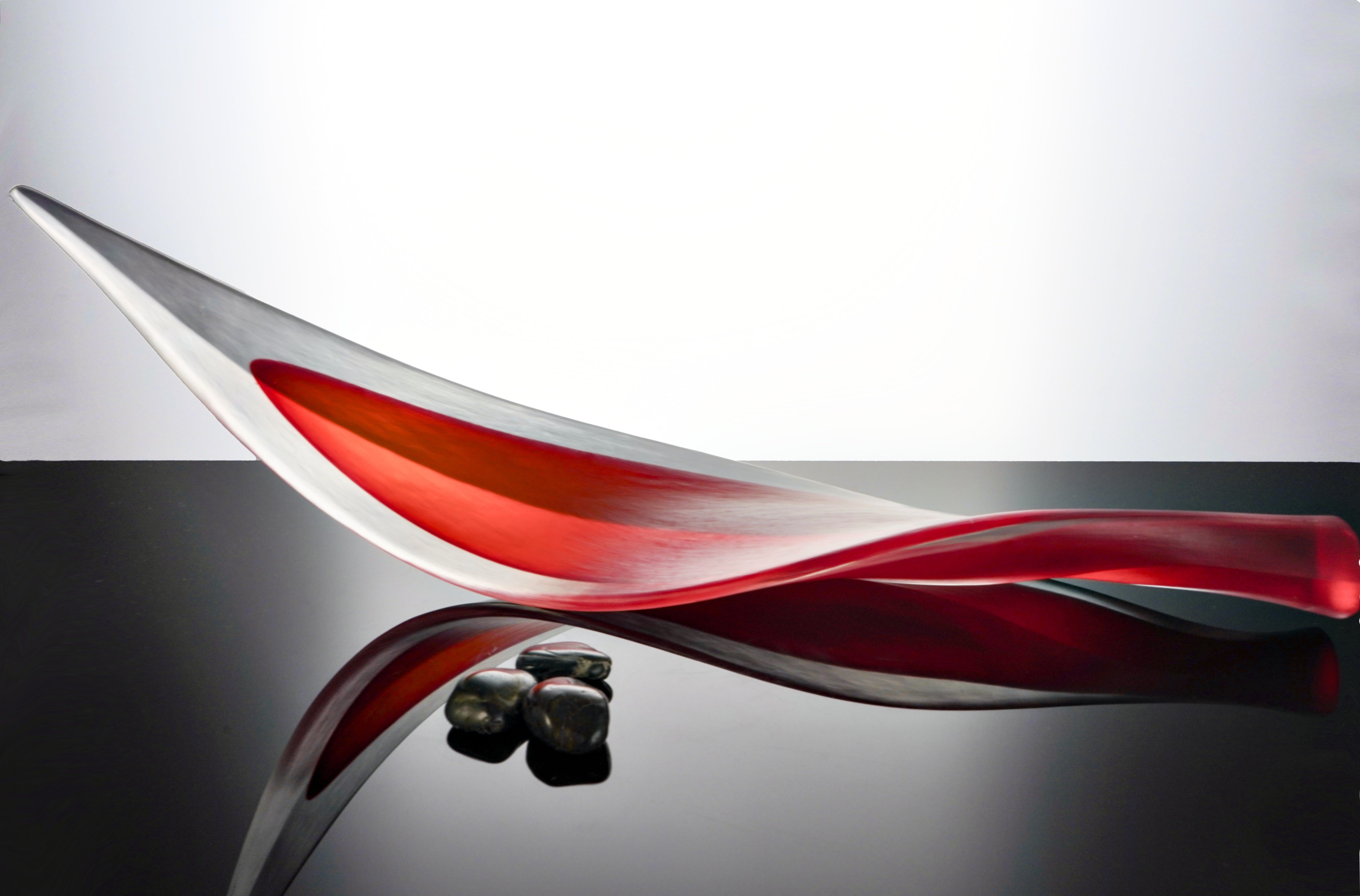 Edols & Elliott Reclining Leaf Sculpture, handcrafted with delicate handmade glass. A luxurious, exclusive piece that adds sophistication and charm to your home decor.