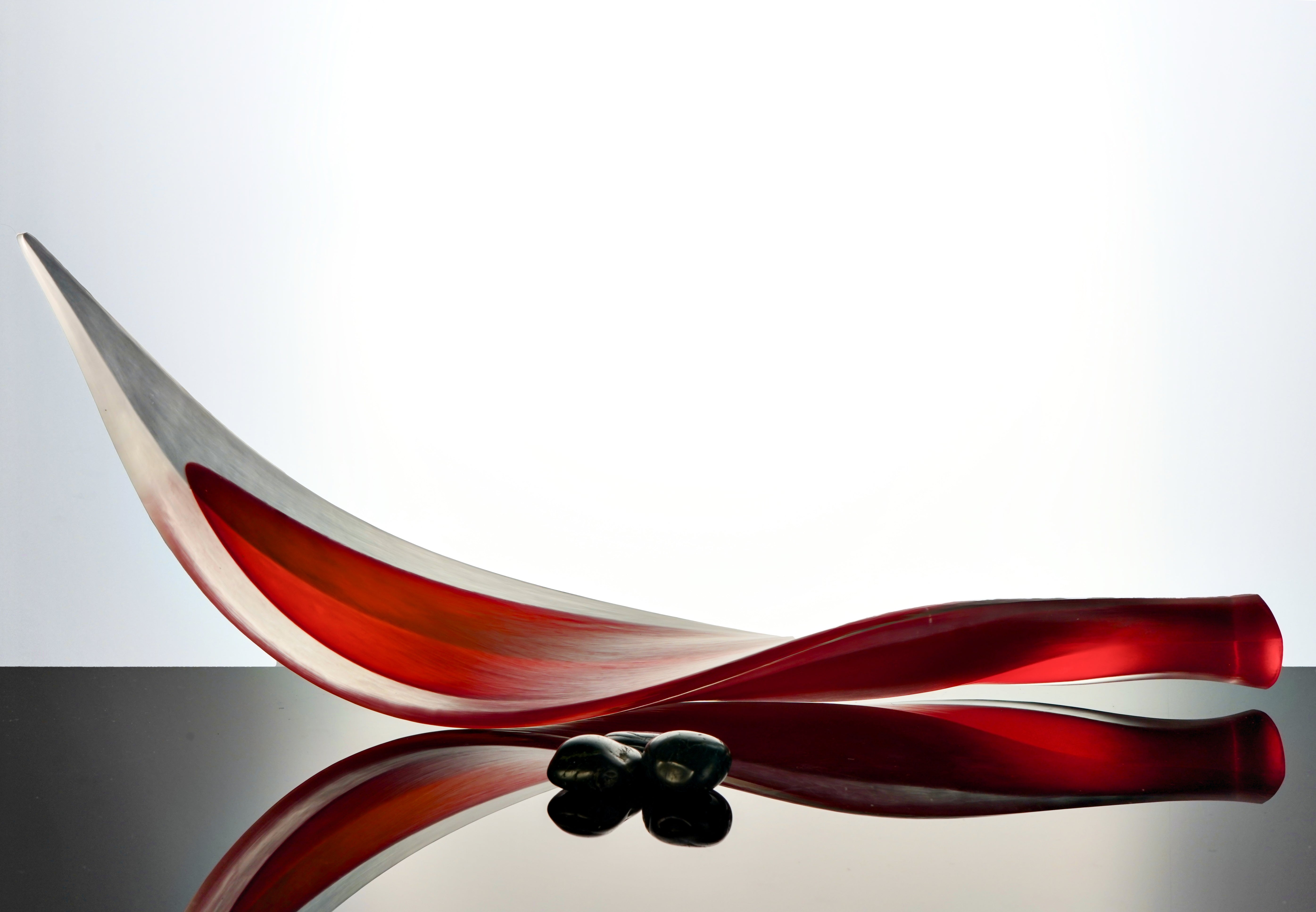 Edols & Elliott Reclining Leaf Sculpture, handcrafted with delicate handmade glass. A luxurious, exclusive piece that adds sophistication and charm to your home decor.