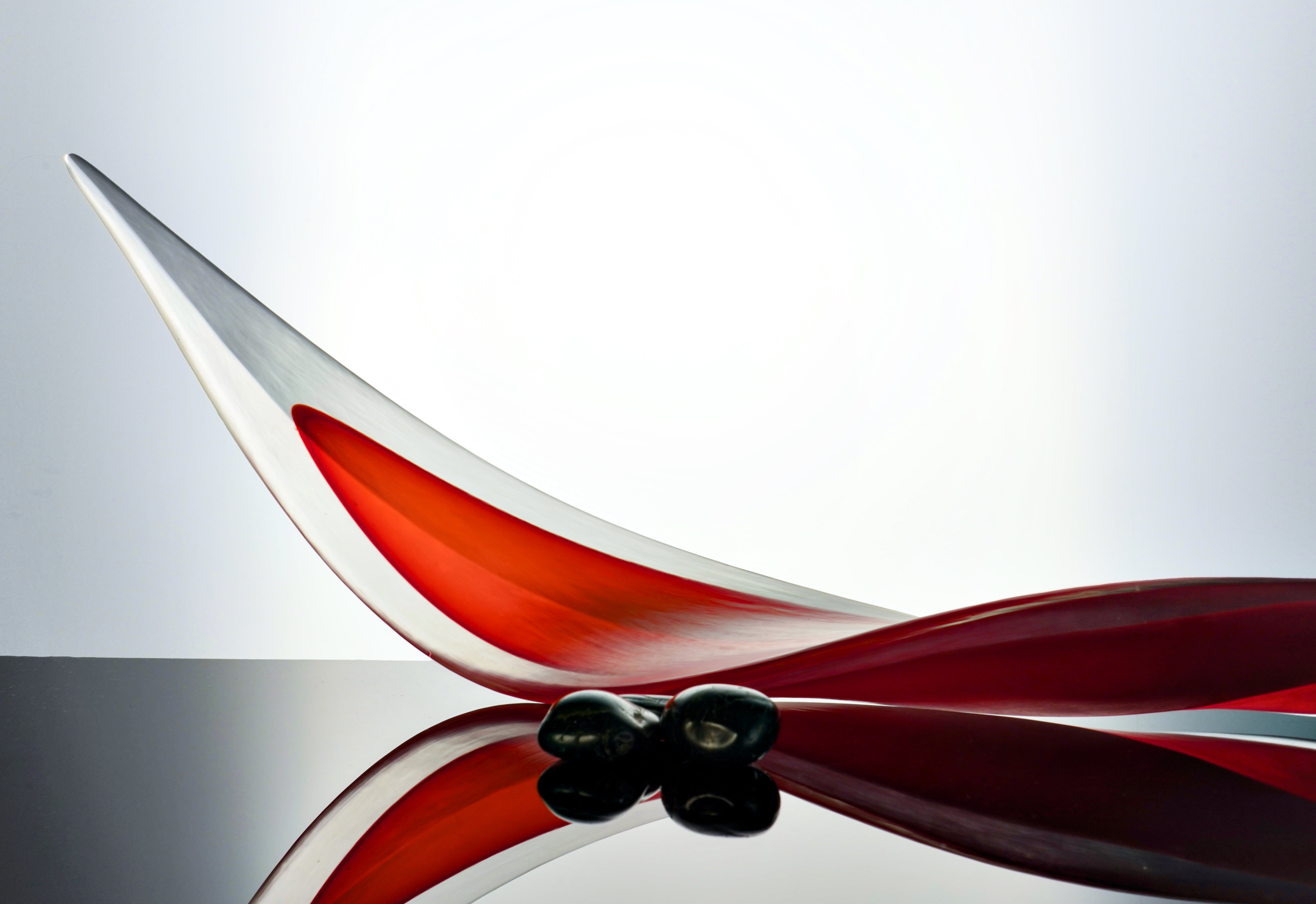 Edols & Elliott Reclining Leaf Sculpture, handcrafted with delicate handmade glass. A luxurious, exclusive piece that adds sophistication and charm to your home decor.