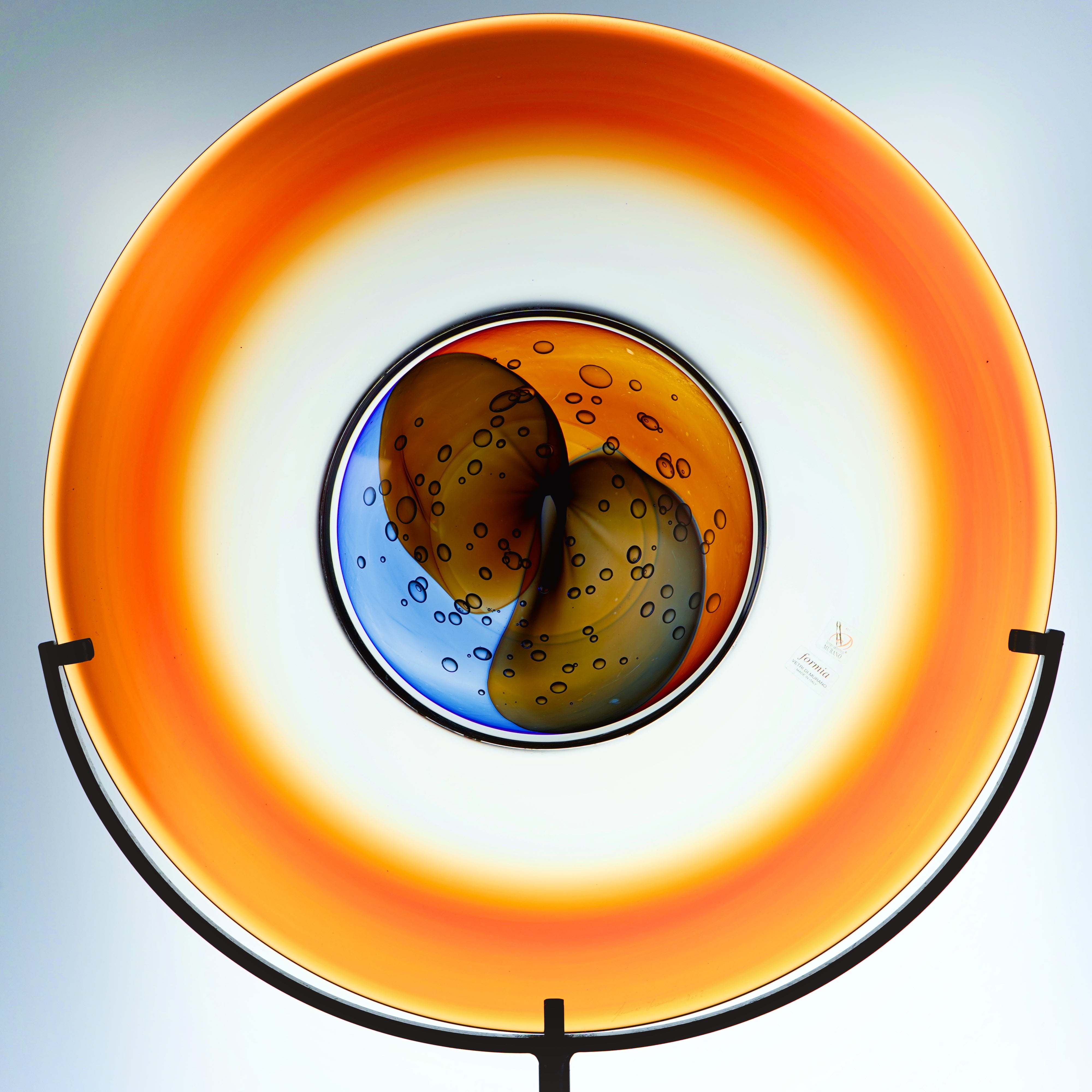 Formia Murano Decorative Glass Discs Stand, handmade in Italy with luxurious Murano glass. Expertly crafted to add sophistication and exclusivity to your decor.