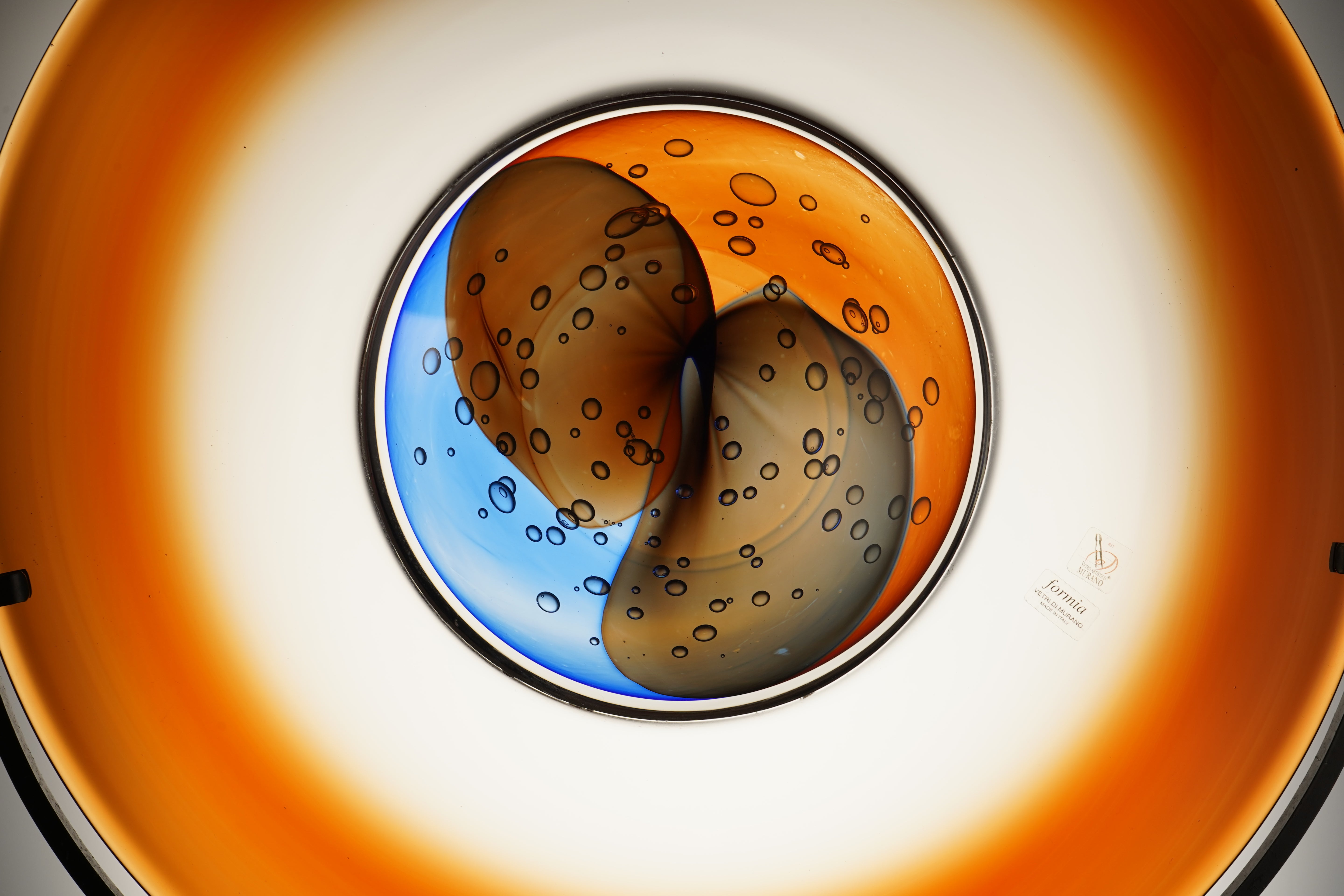 Formia Murano Decorative Glass Discs Stand, handmade in Italy with luxurious Murano glass. Expertly crafted to add sophistication and exclusivity to your decor.