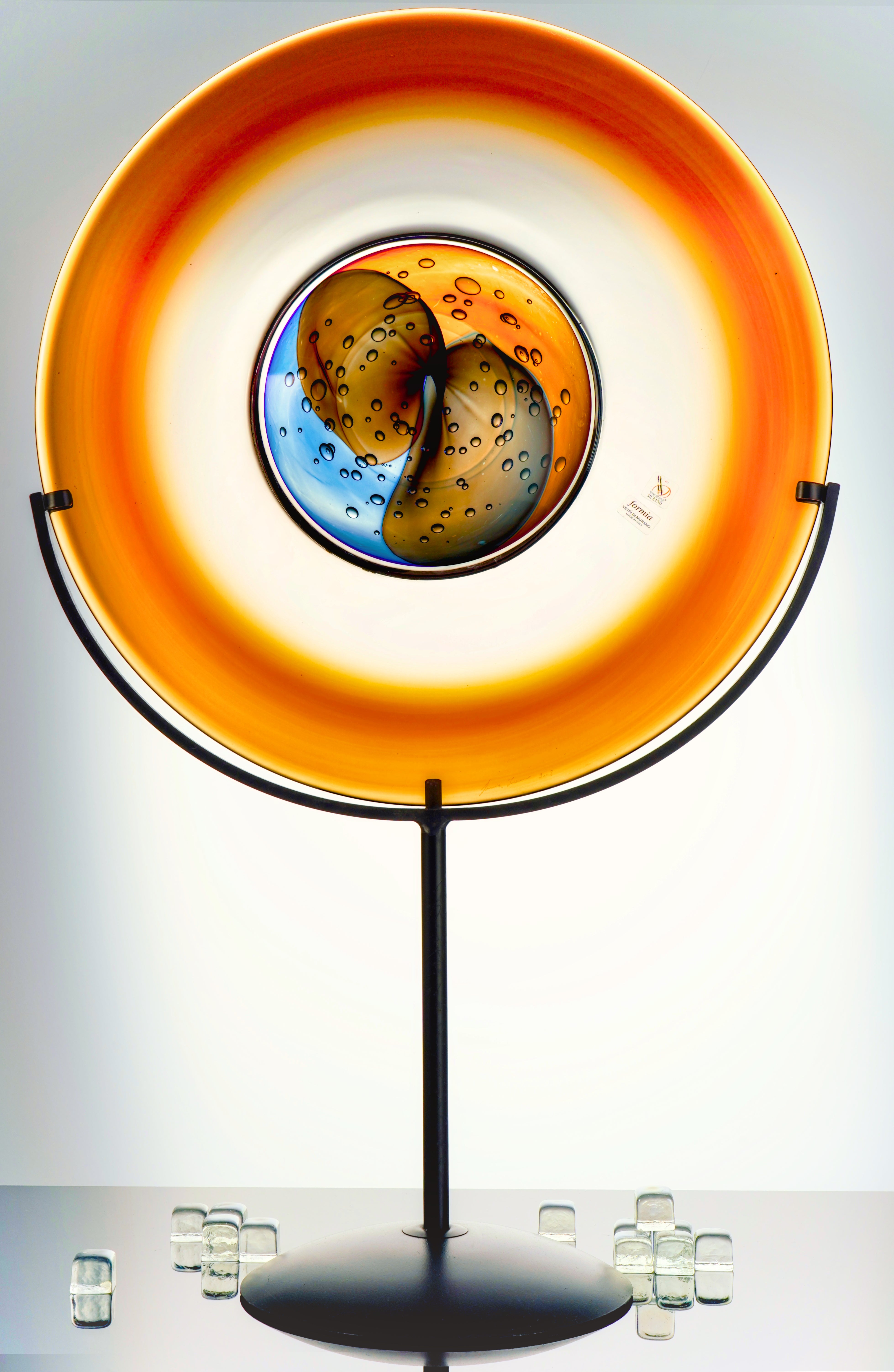 Formia Murano Decorative Glass Discs Stand, handmade in Italy with luxurious Murano glass. Expertly crafted to add sophistication and exclusivity to your decor.