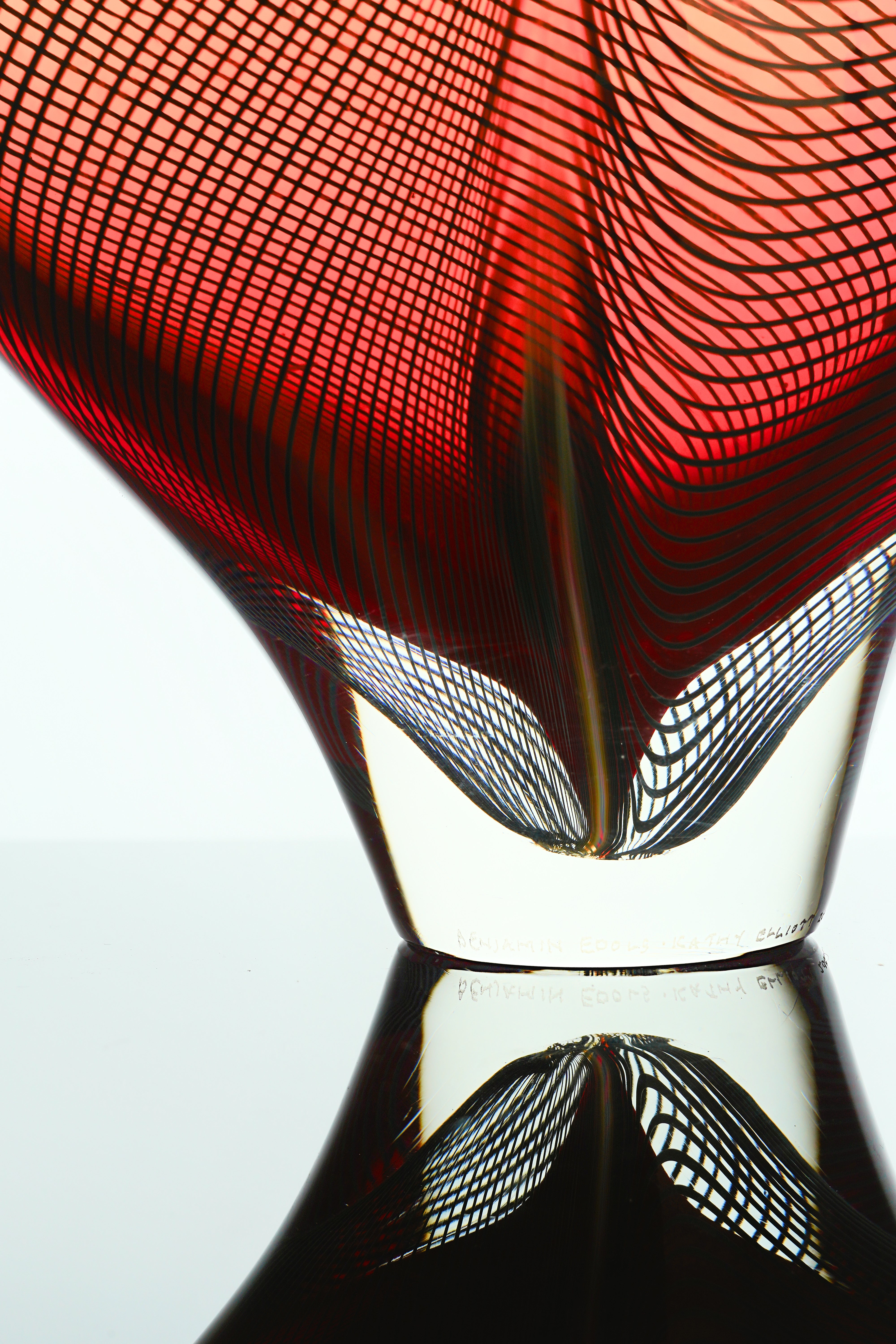 Edols & Elliott Leaf Glass Sculpture, handmade with high-quality red glass. A unique, luxurious masterpiece that elevates any art collection or home decor.