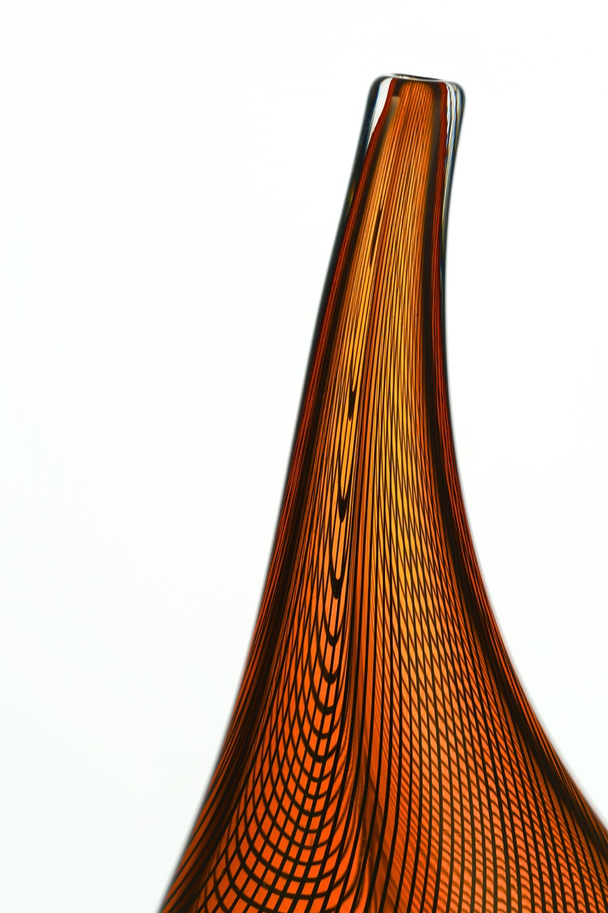 Edols & Elliott Leaf Glass Sculpture, handmade with high-quality red glass. A unique, luxurious masterpiece that elevates any art collection or home decor.