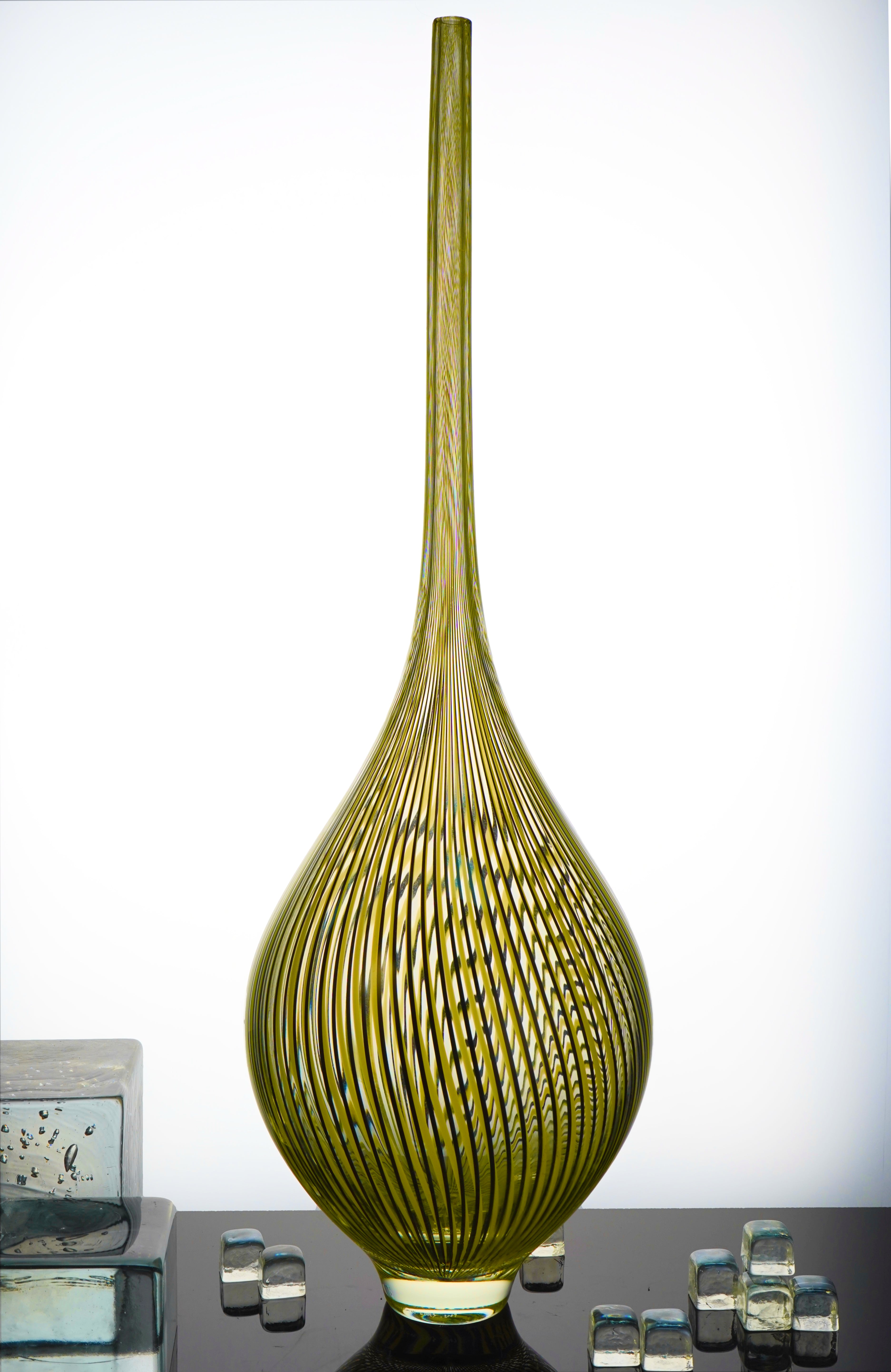 Edols & Elliott - Tall Glass Bottle Vase - Green, Clear