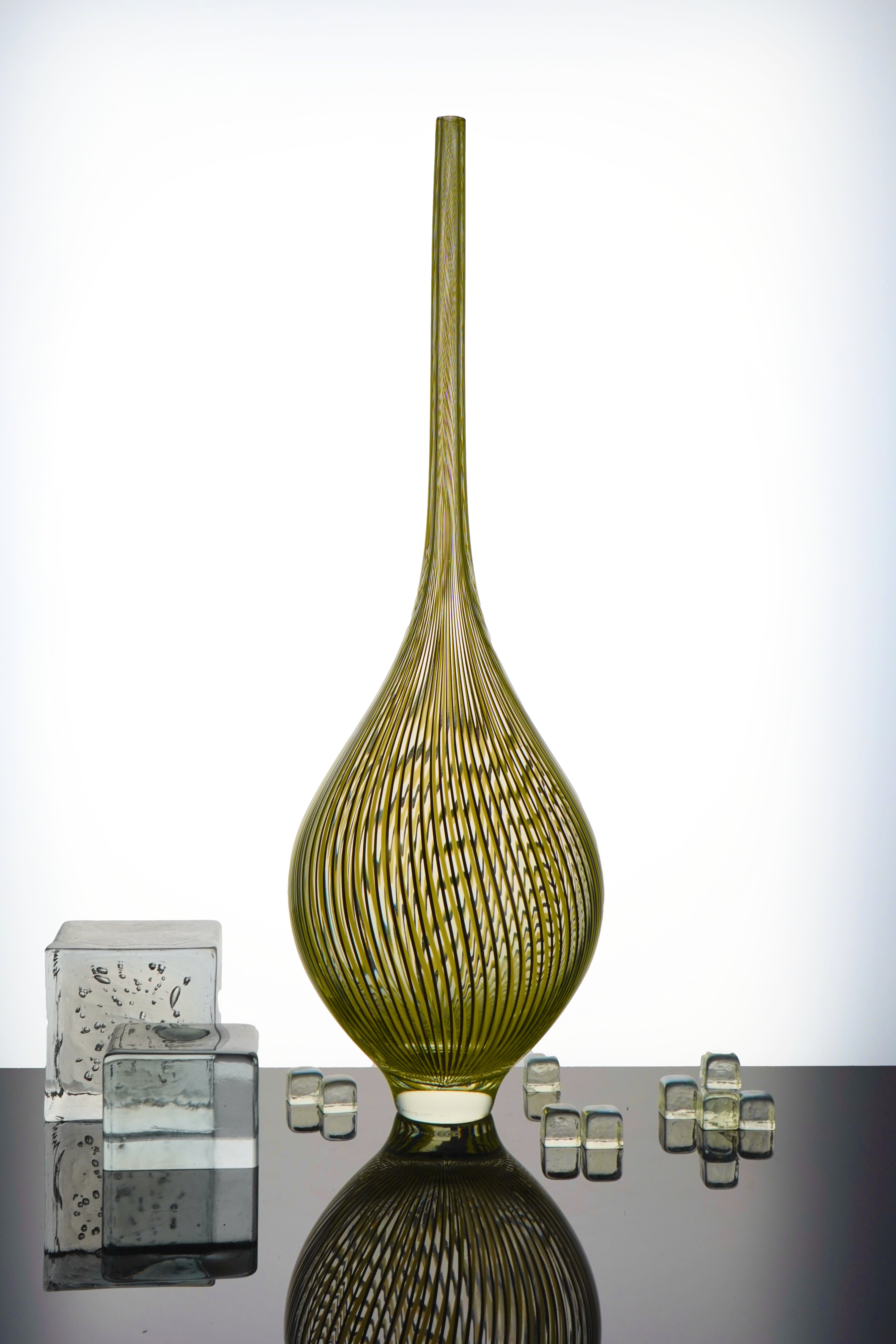 Edols & Elliott - Tall Glass Bottle Vase - Green, Clear