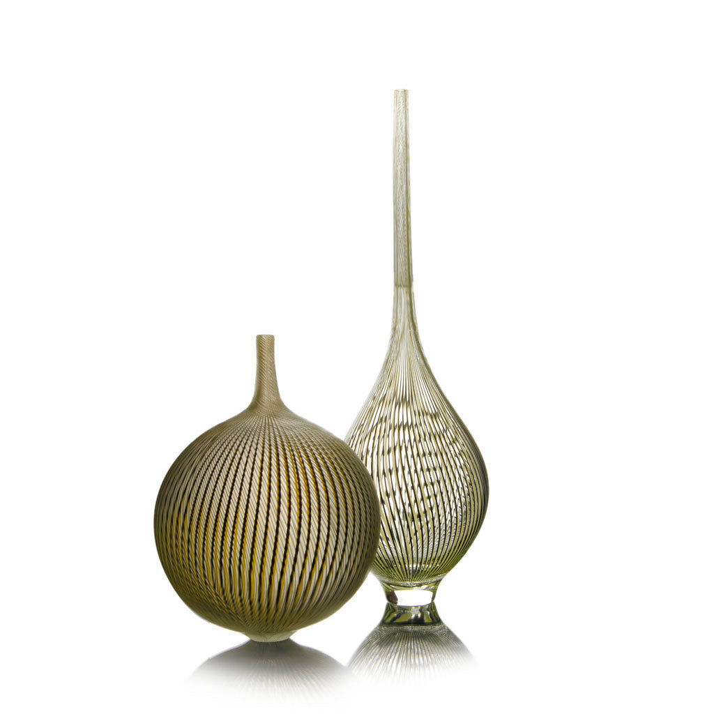 Edols & Elliott - Tall Glass Bottle Vase - Green, Clear