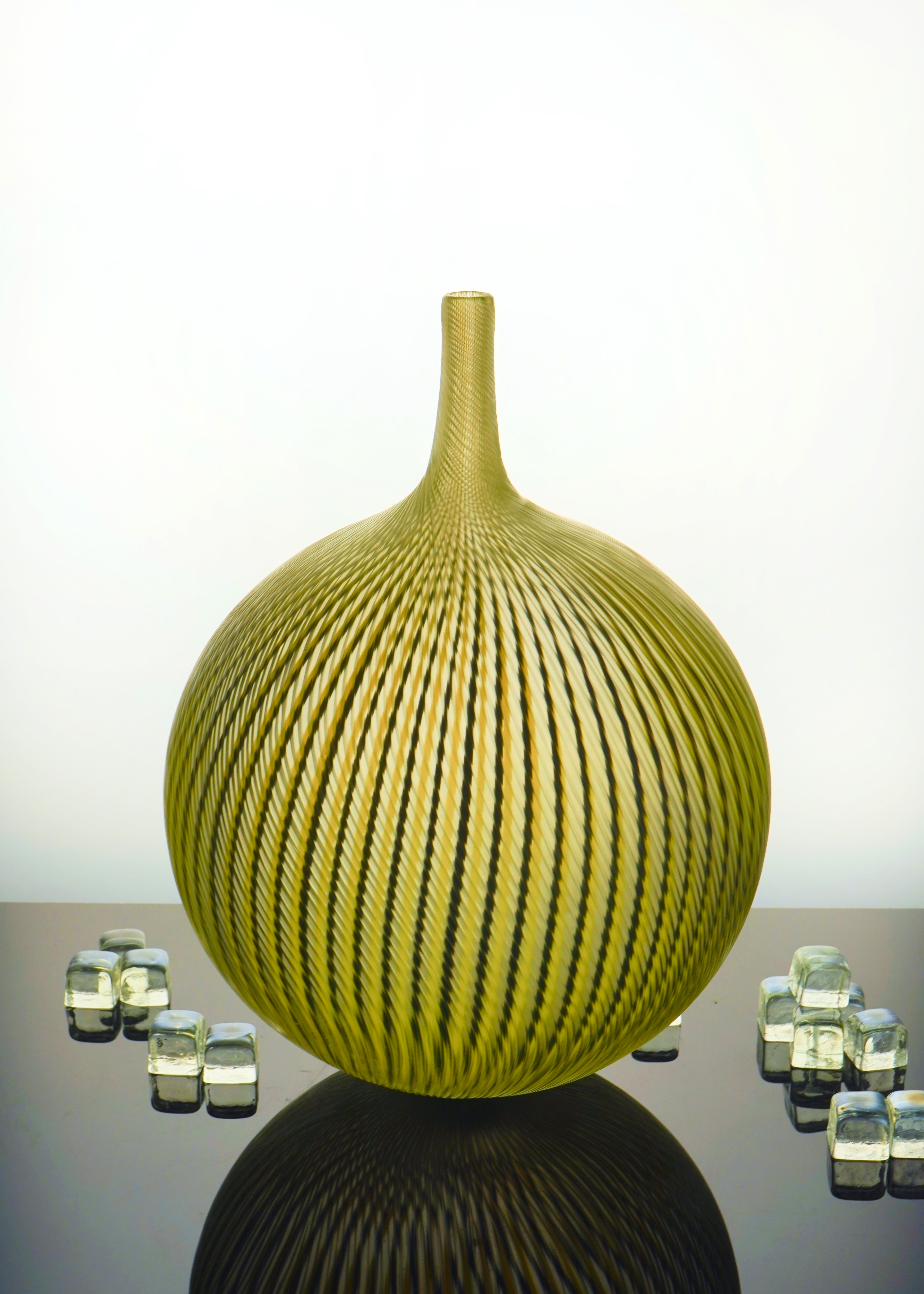 Edols & Elliott - Short Glass Bottle Vase - Green, Clear