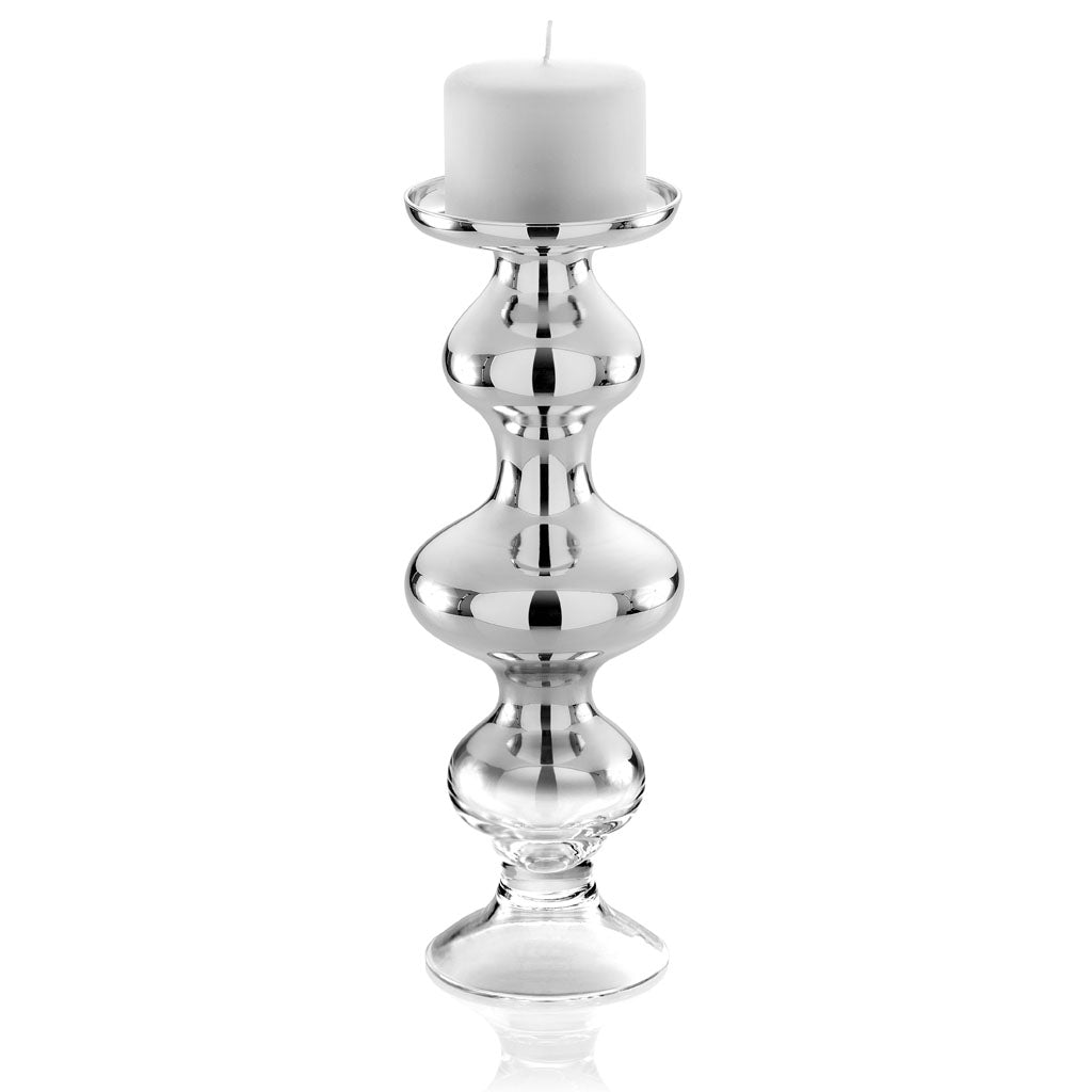IVV Italian Glass - Medium Candlestick - Silver