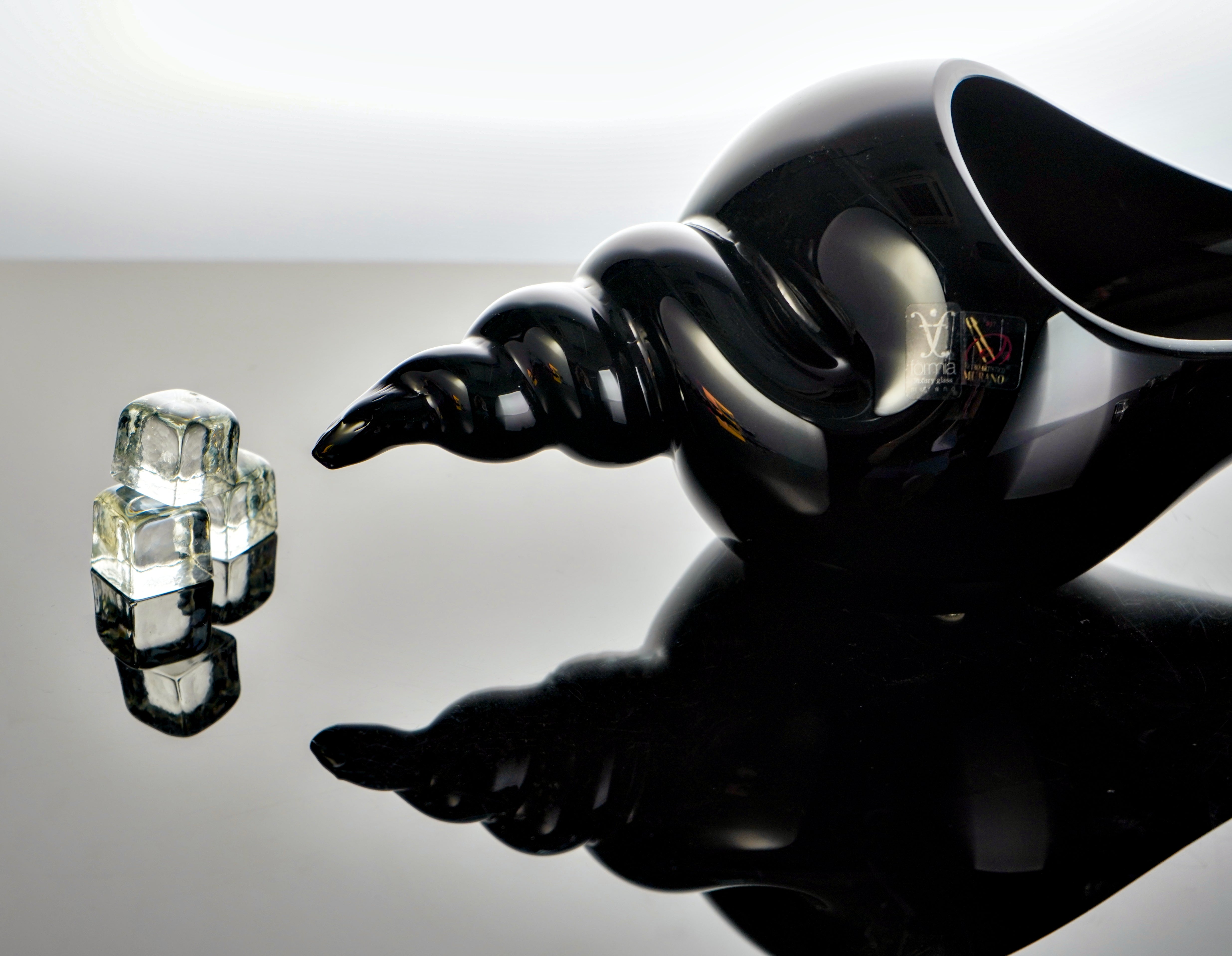 Formia Murano Clear Shell Sculpture, handmade in Italy with intricate detailing. Crafted by skilled artisans using the finest materials, a luxurious addition to elevate your decor.