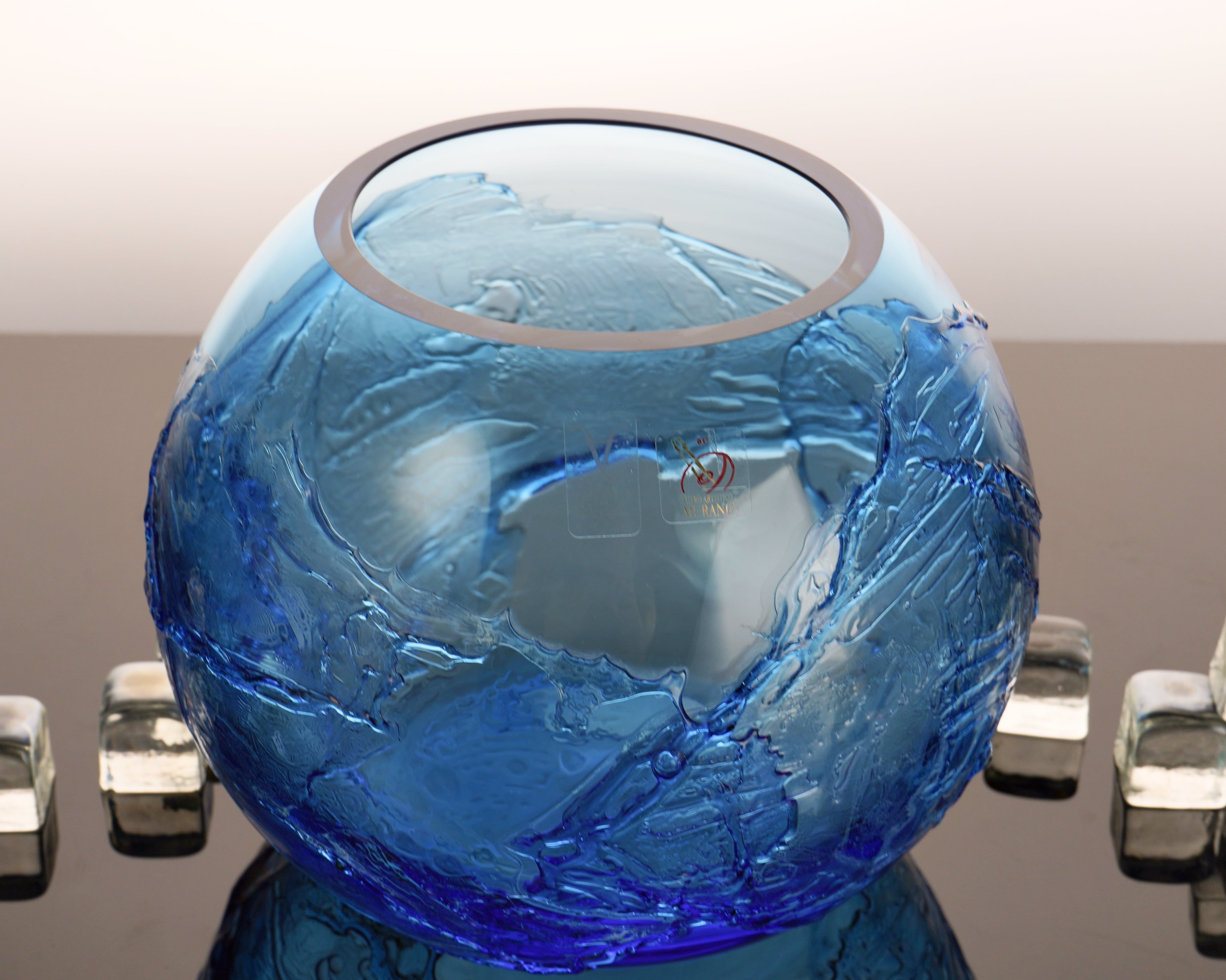 Formia Murano - Wave Round Glass Vase - Blue