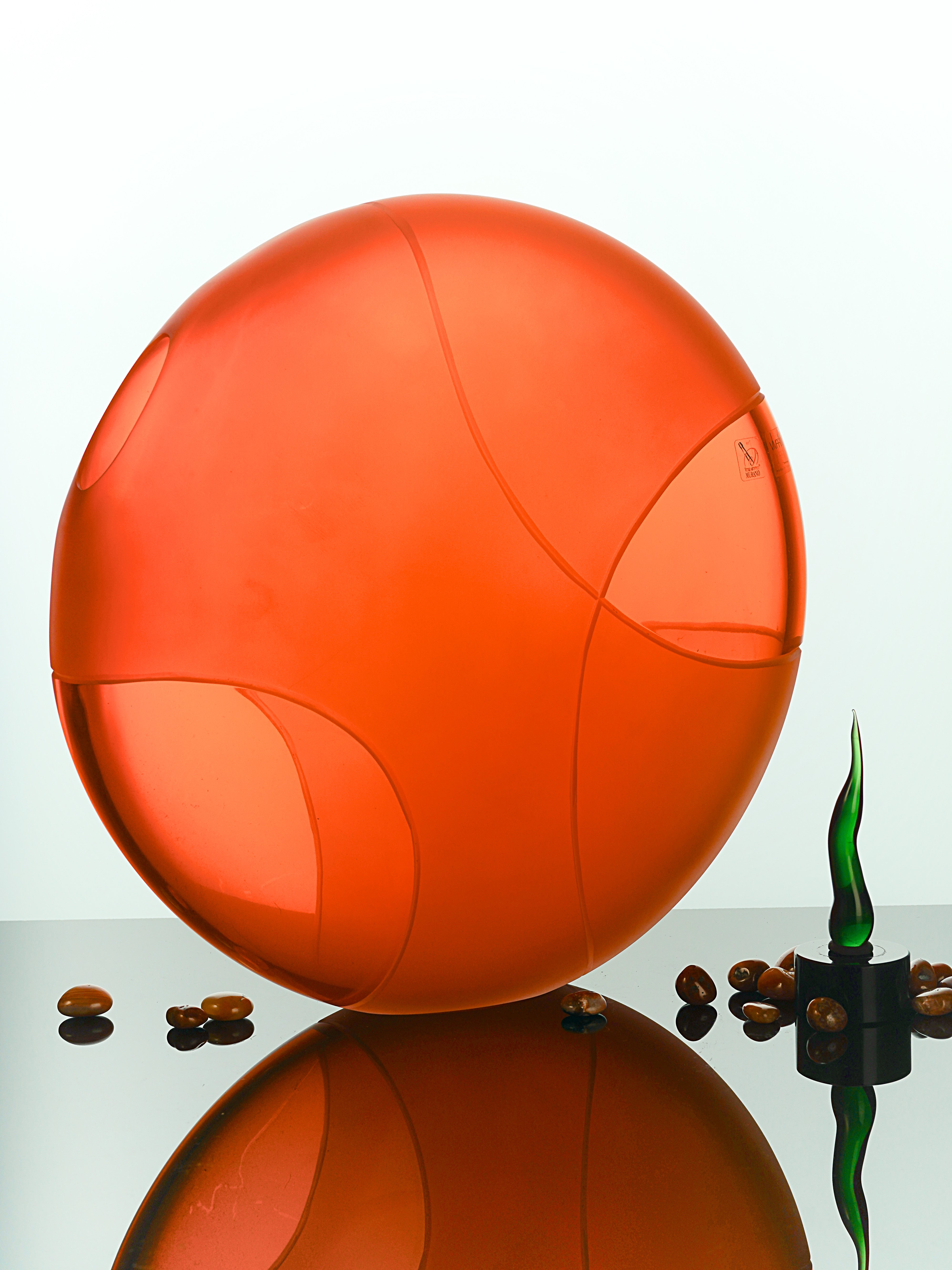 Vivarini Murano Glass Vase, handmade in Italy with premium Murano glass, featuring a deep amber red hue that adds warmth and sophistication to any room.