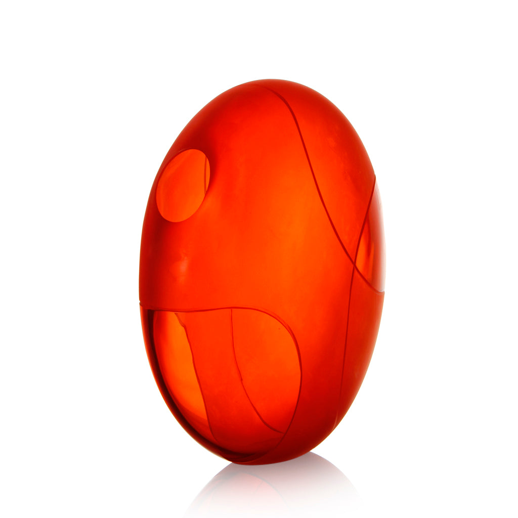 Vivarini Murano Glass Vase, handmade in Italy with premium Murano glass, featuring a deep amber red hue that adds warmth and sophistication to any room.