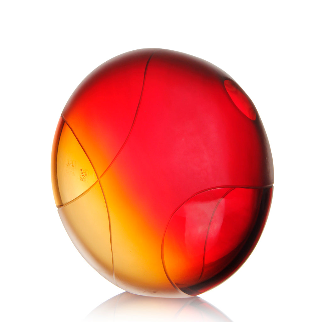 Vivarini Murano Glass Vase, handmade in Italy with premium Murano glass, featuring a deep amber red hue that adds warmth and sophistication to any room.