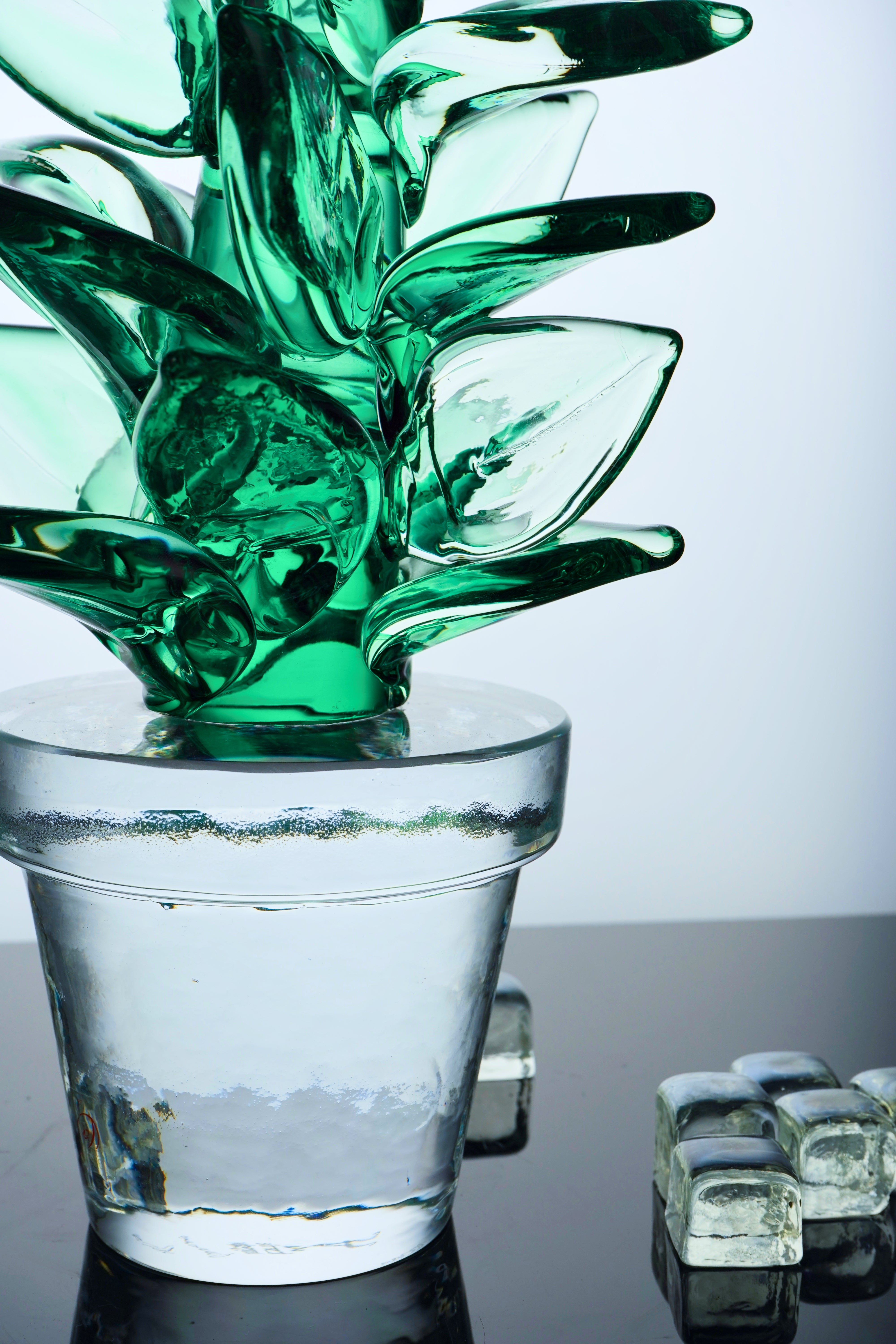 Formia Murano - Scultura Pianta in Vetro - Verde con Fiore Giallo - EDIZIONE LIMITATA 1/30