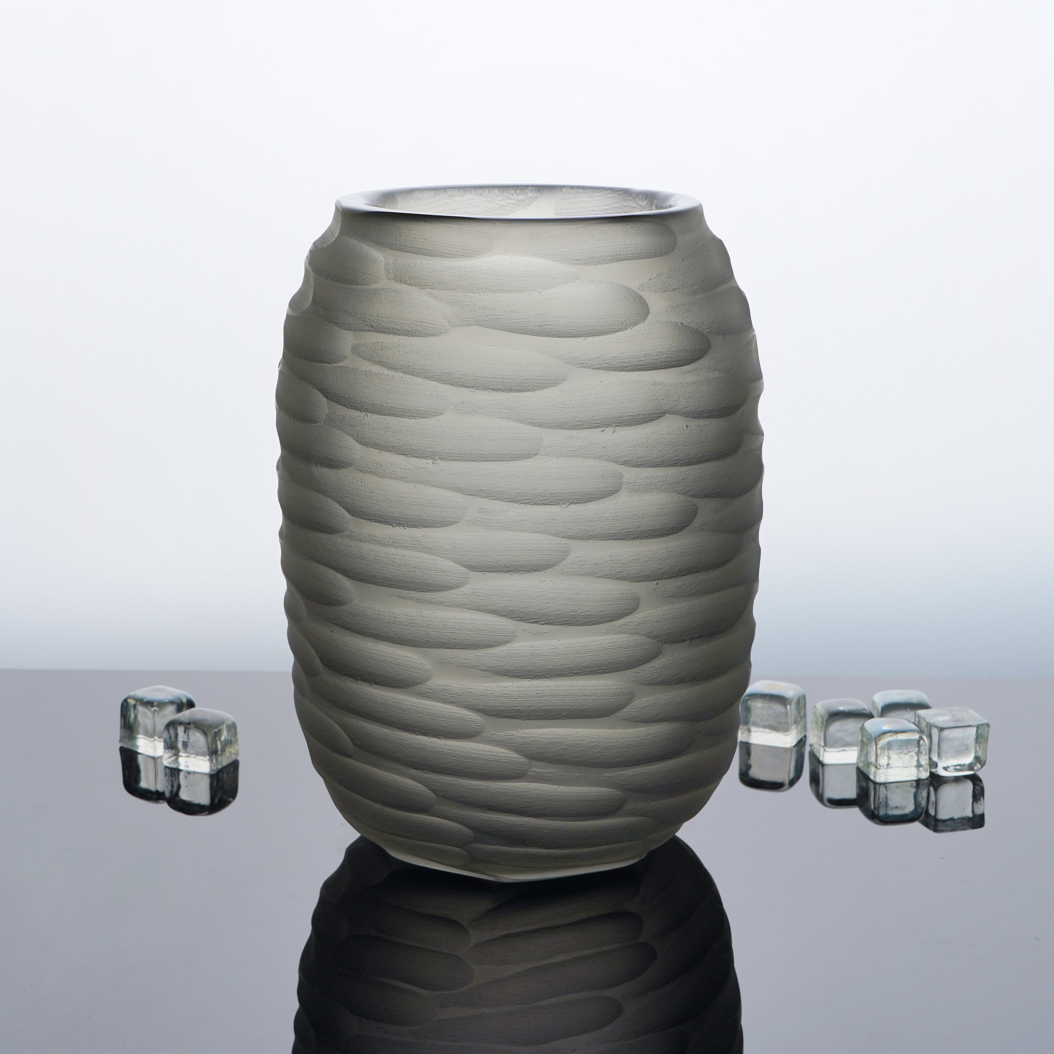 Handmade in Italy blue-grey vase, showcasing exquisite craftsmanship. A sophisticated addition to any elegant home decor.