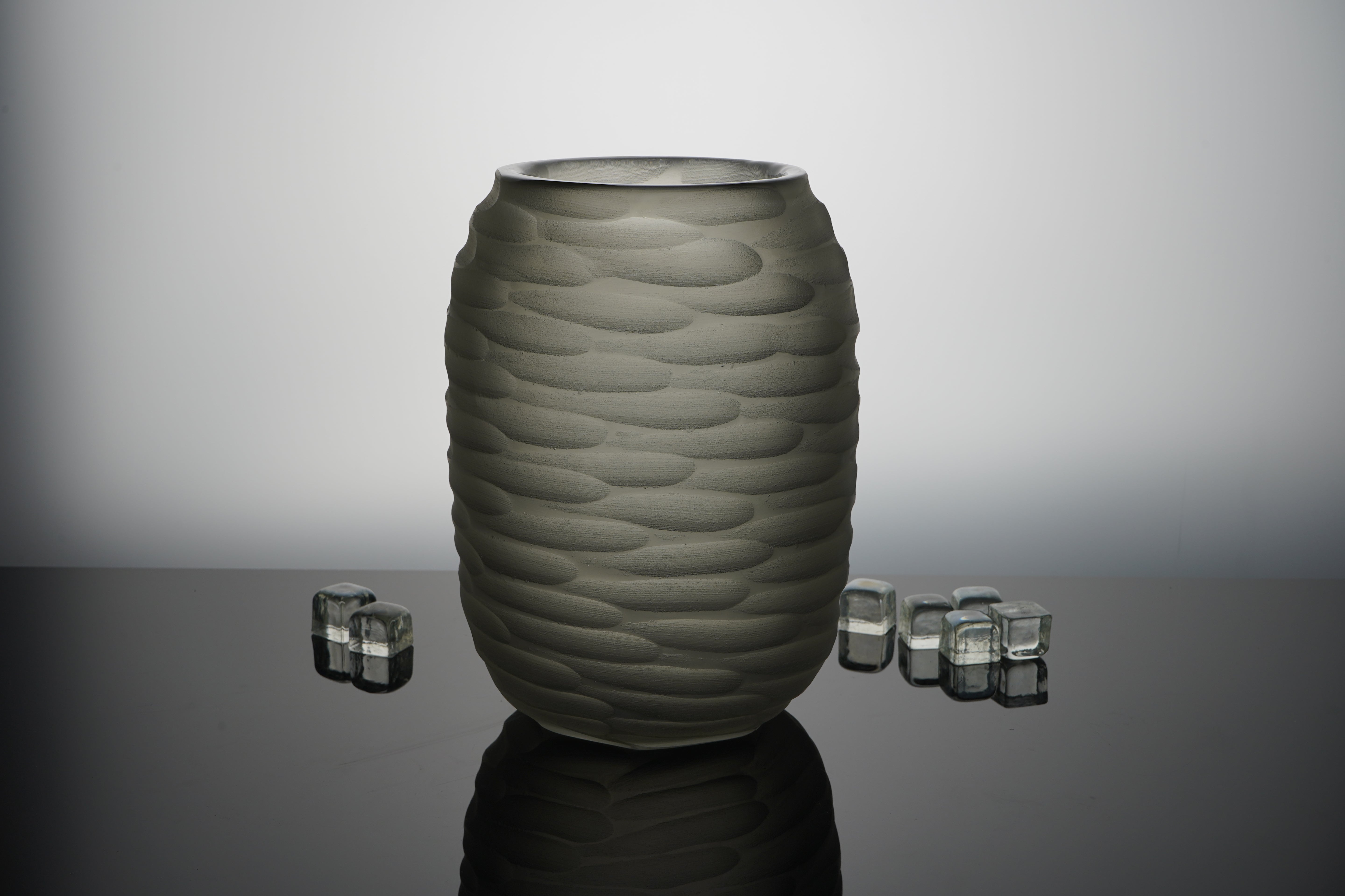 Handmade in Italy grey vase, showcasing exquisite craftsmanship. A sophisticated addition to any elegant home decor.
