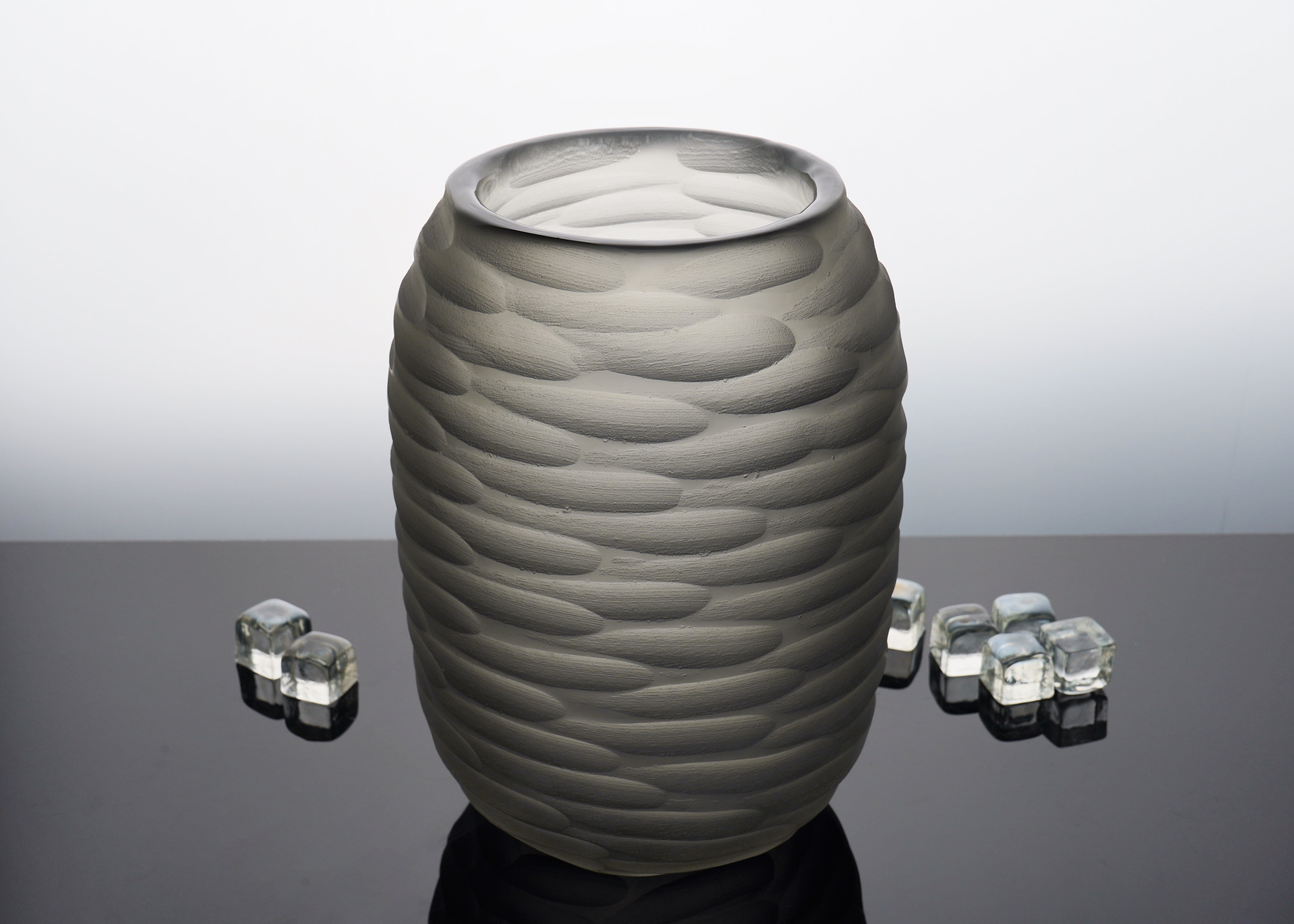 Handmade in Italy blue-grey vase, showcasing exquisite craftsmanship. A sophisticated addition to any elegant home decor.