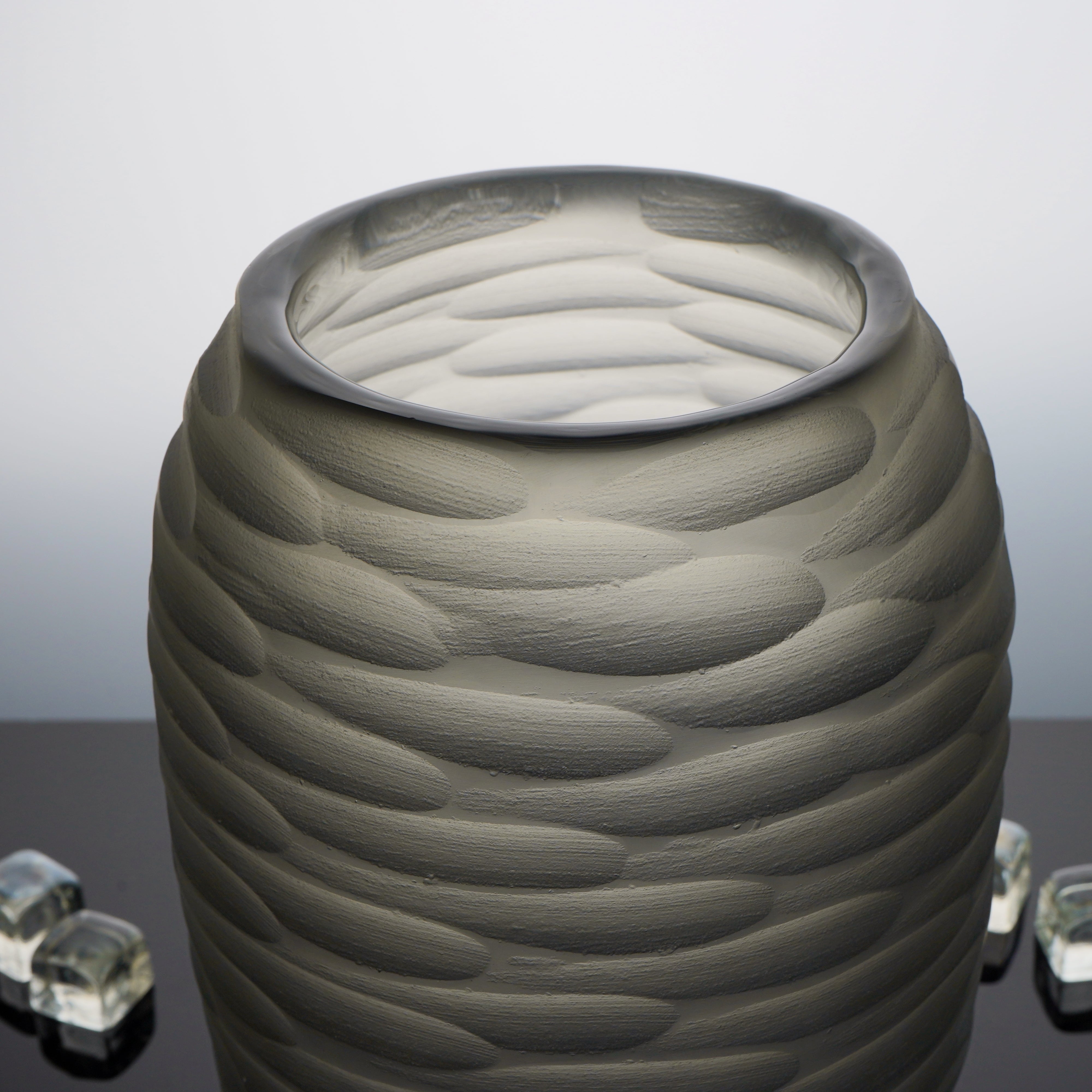 Handmade in Italy grey vase, showcasing exquisite craftsmanship. A sophisticated addition to any elegant home decor.