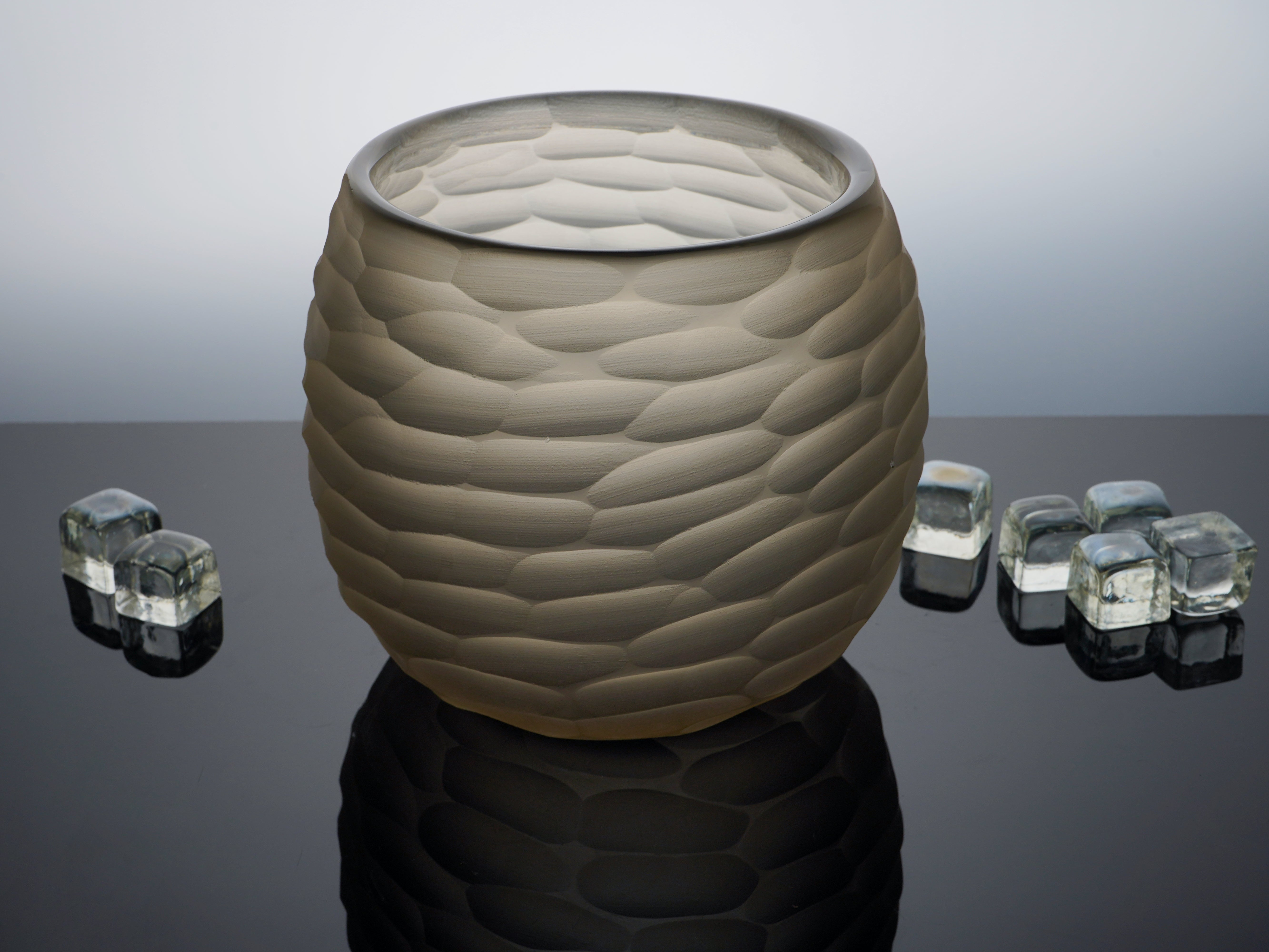 Armani Casa Alcazar Small Vase, handmade with Italian craftsmanship. Elegant grey vase that adds sophistication to any space, perfect for flowers or as a standalone art piece.