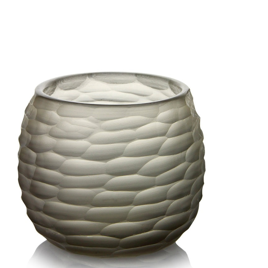 Armani Casa Alcazar Small Vase, handmade with Italian craftsmanship. Elegant grey vase that adds sophistication to any space, perfect for flowers or as a standalone art piece.