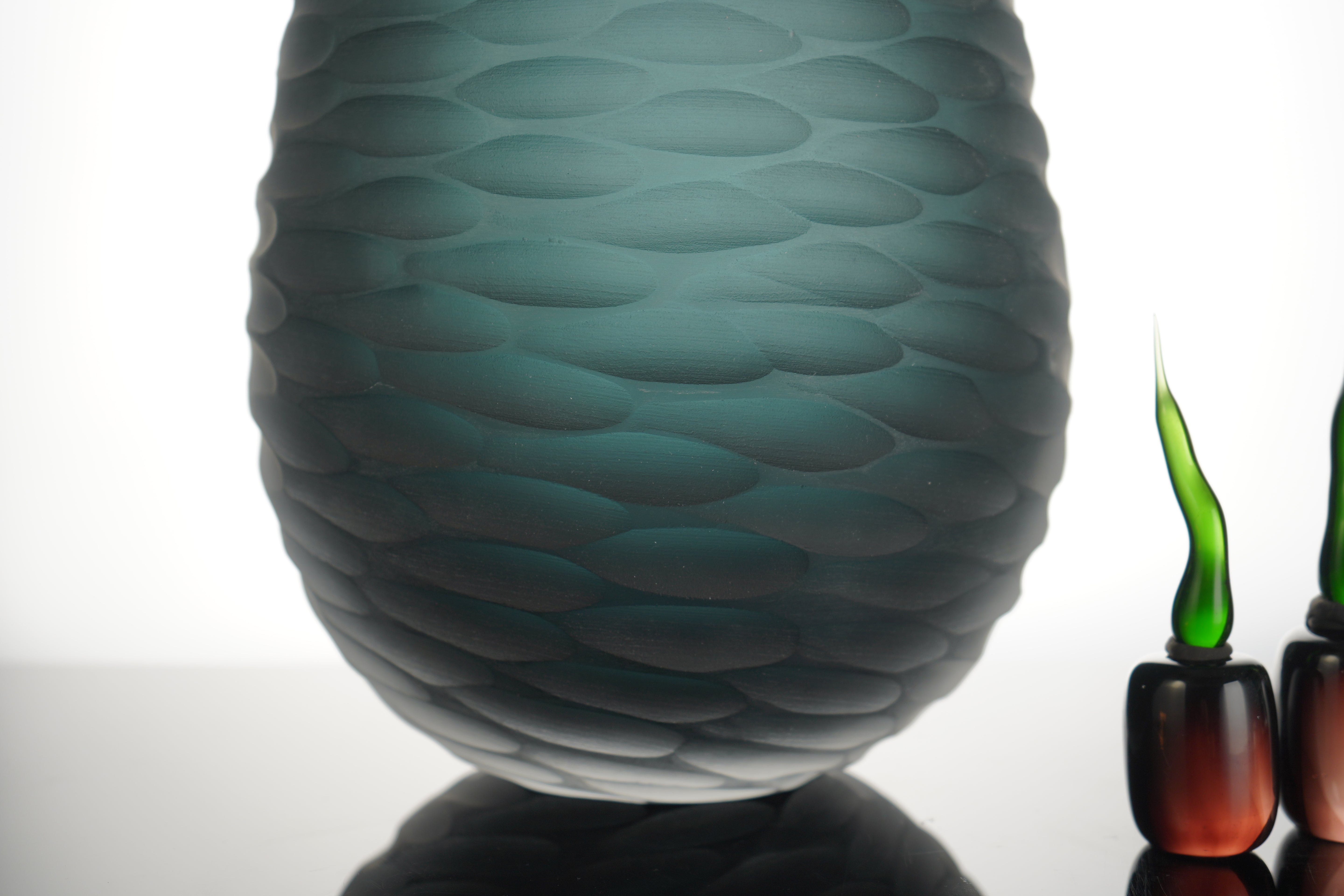 Armani Casa Alcazar Large Vase, handmade in Italy with striking blue-grey craftsmanship. A luxurious and sophisticated piece that elevates any home decor.