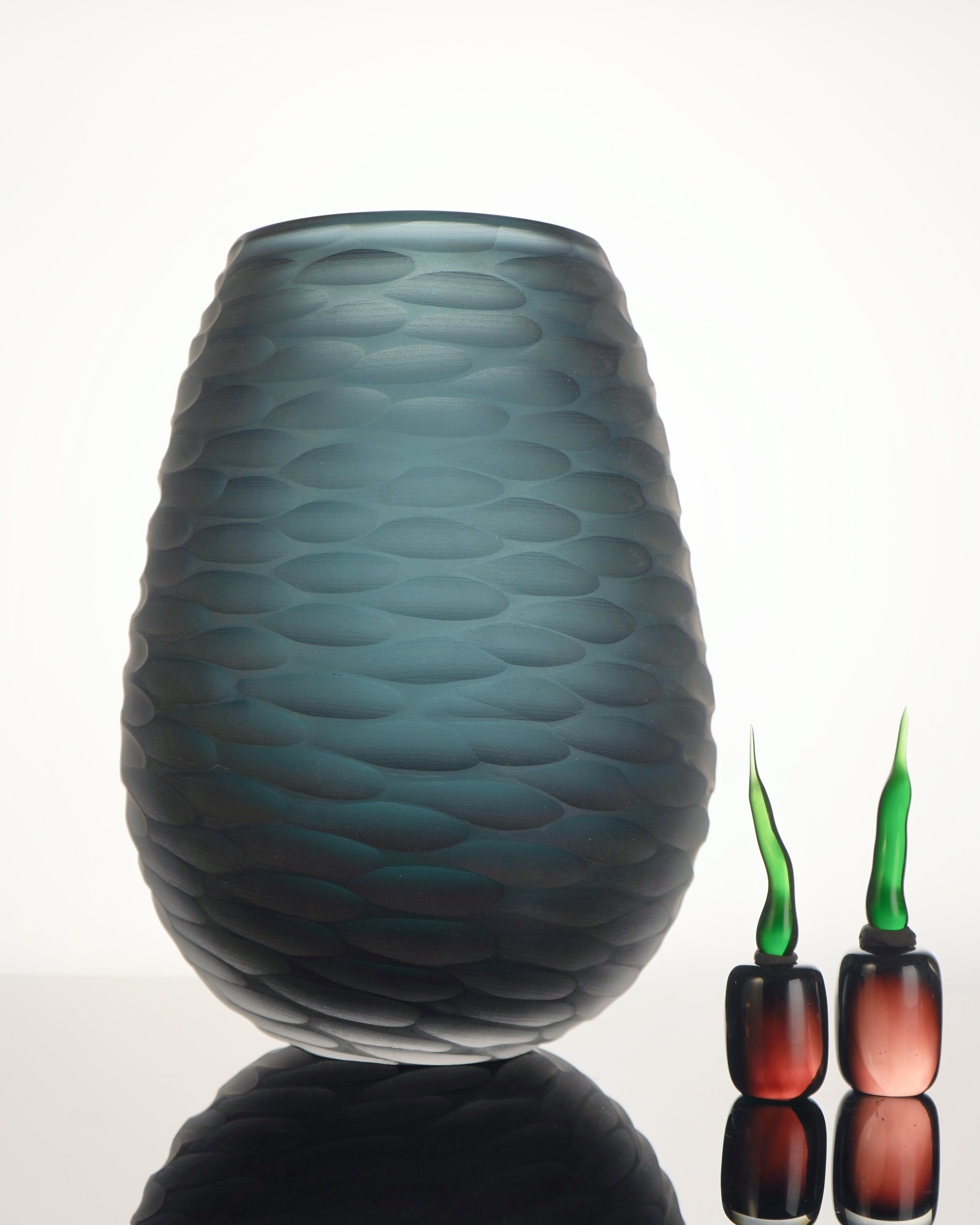 Armani Casa Alcazar Large Vase, handmade in Italy with striking blue-grey craftsmanship. A luxurious and sophisticated piece that elevates any home decor.