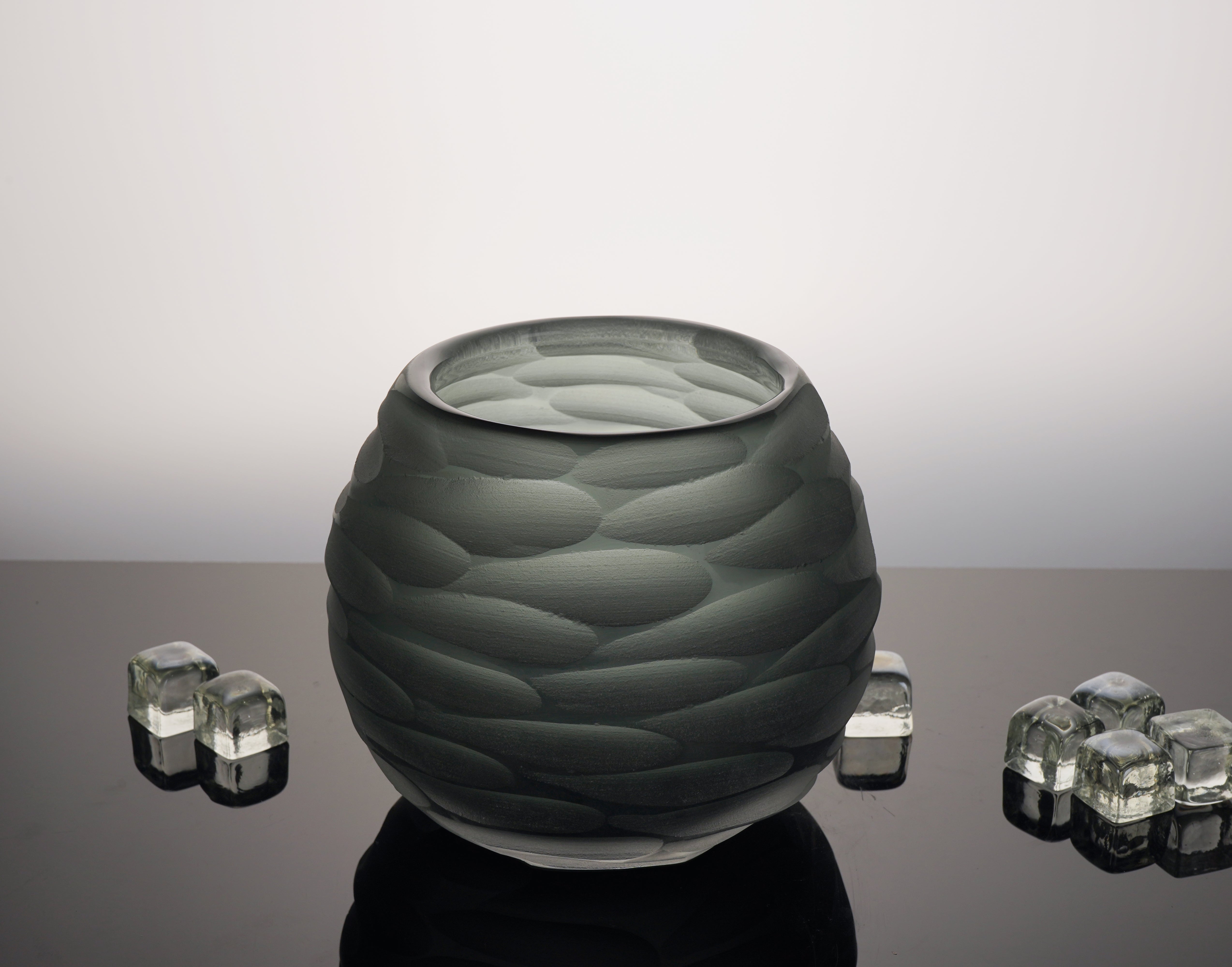 Handmade in Italy blue-grey vase, showcasing exquisite craftsmanship. A sophisticated addition to any elegant home decor.