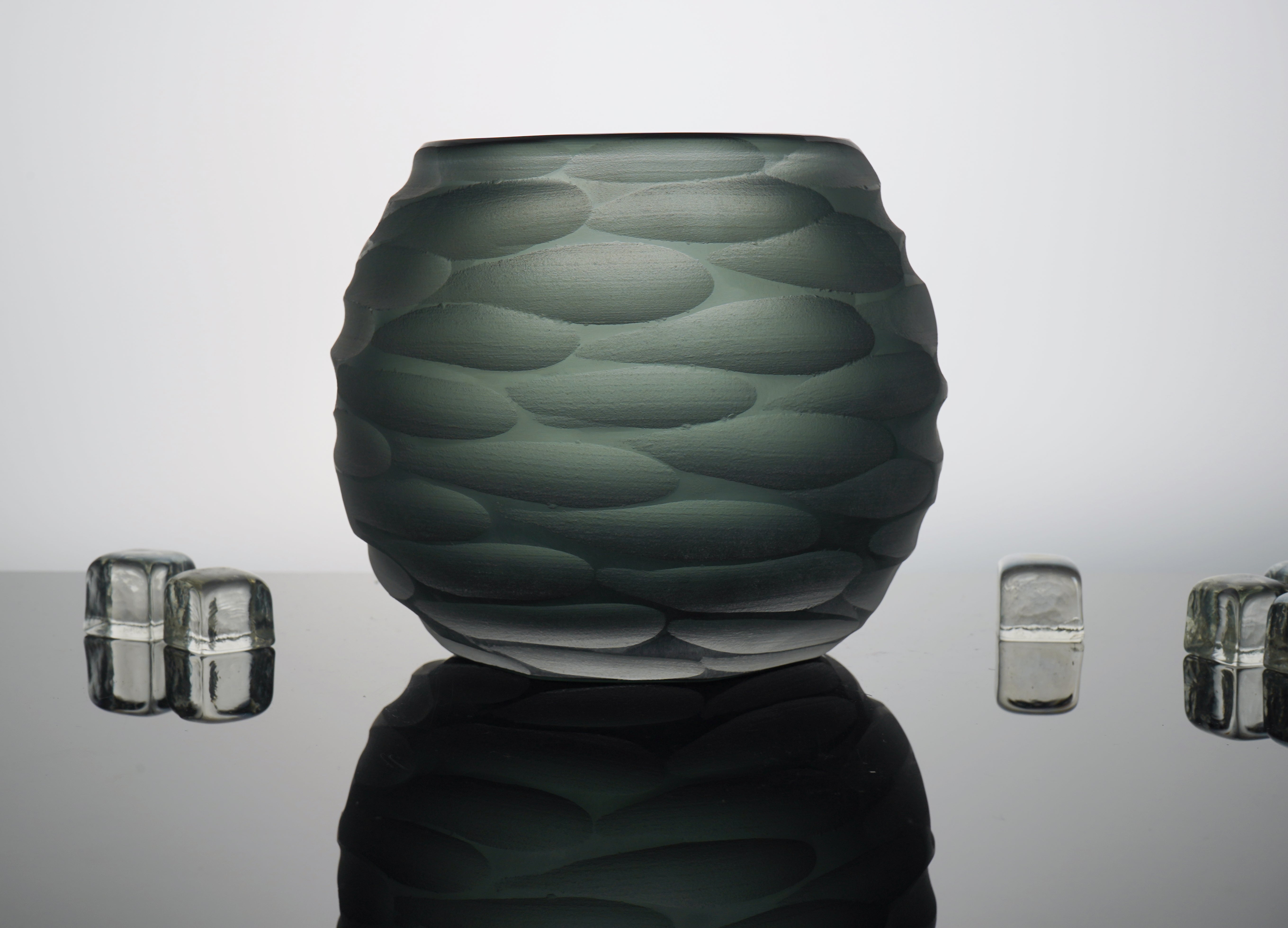 Handmade in Italy blue-grey vase, showcasing exquisite craftsmanship. A sophisticated addition to any elegant home decor.