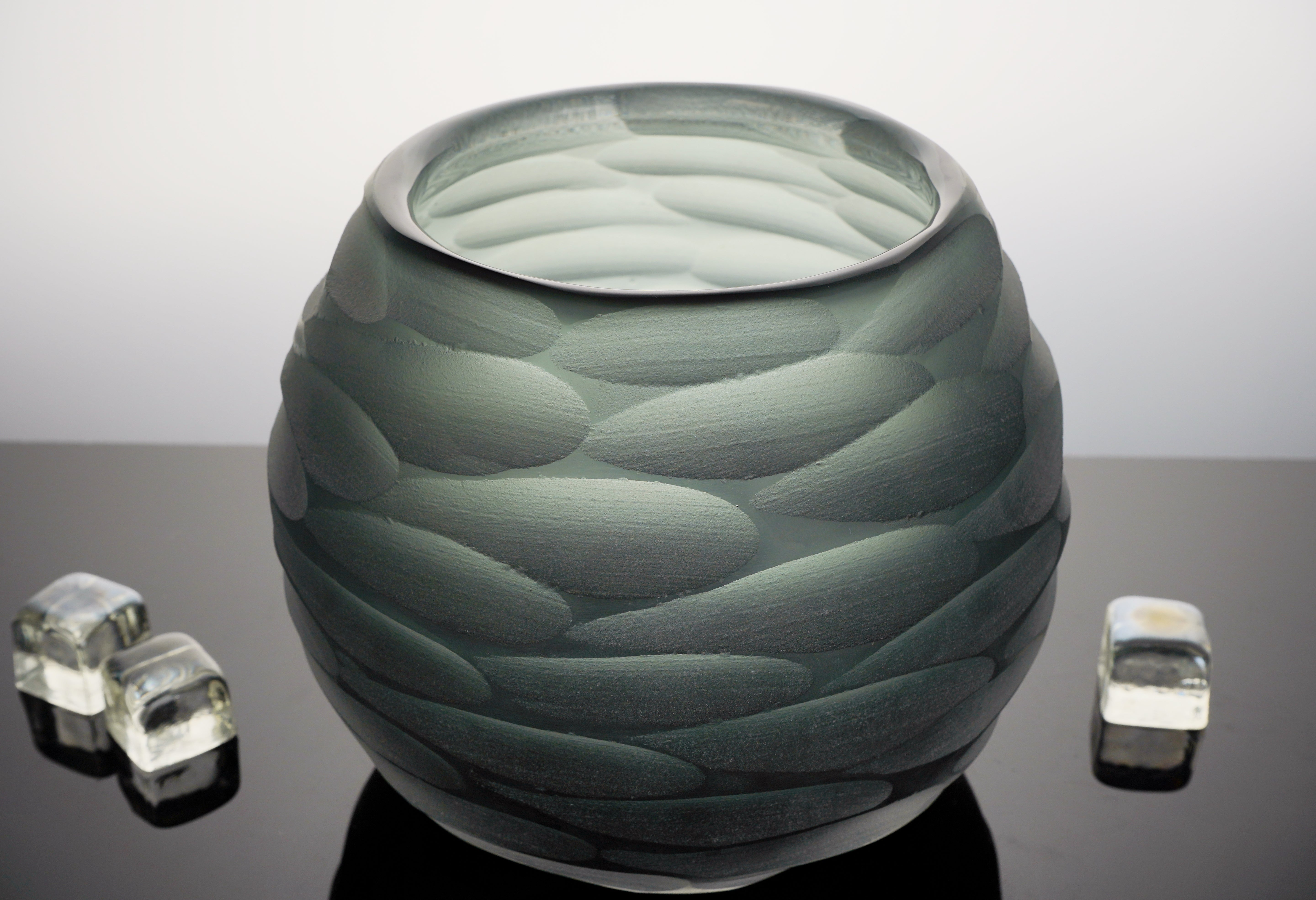 Handmade in Italy blue-grey vase, showcasing exquisite craftsmanship. A sophisticated addition to any elegant home decor.