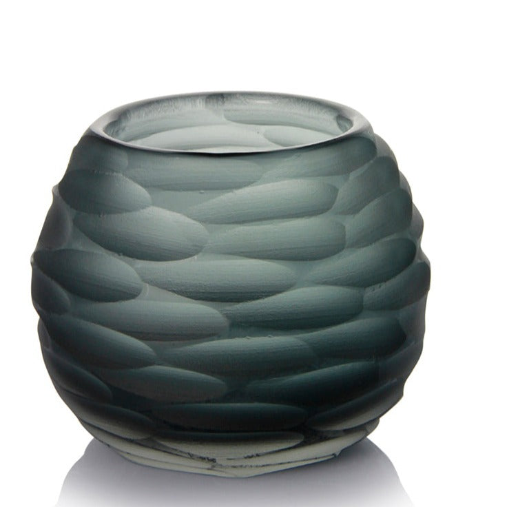 Handmade in Italy blue-grey vase, showcasing exquisite craftsmanship. A sophisticated addition to any elegant home decor.