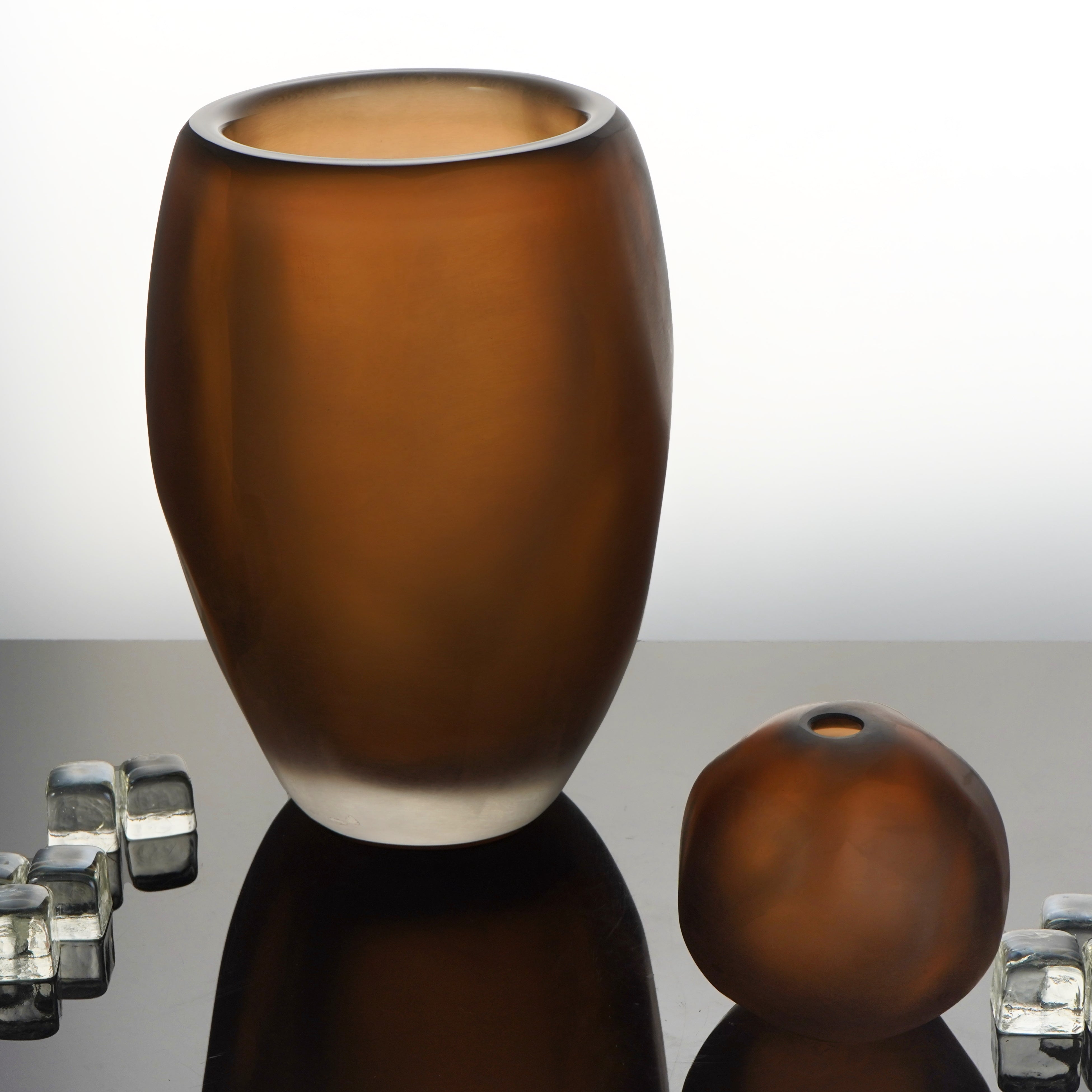 Armani Casa Cimabue Vase, handcrafted in Italy with a tobacco color. A luxurious, elegant piece that elevates any home decor with sophistication.