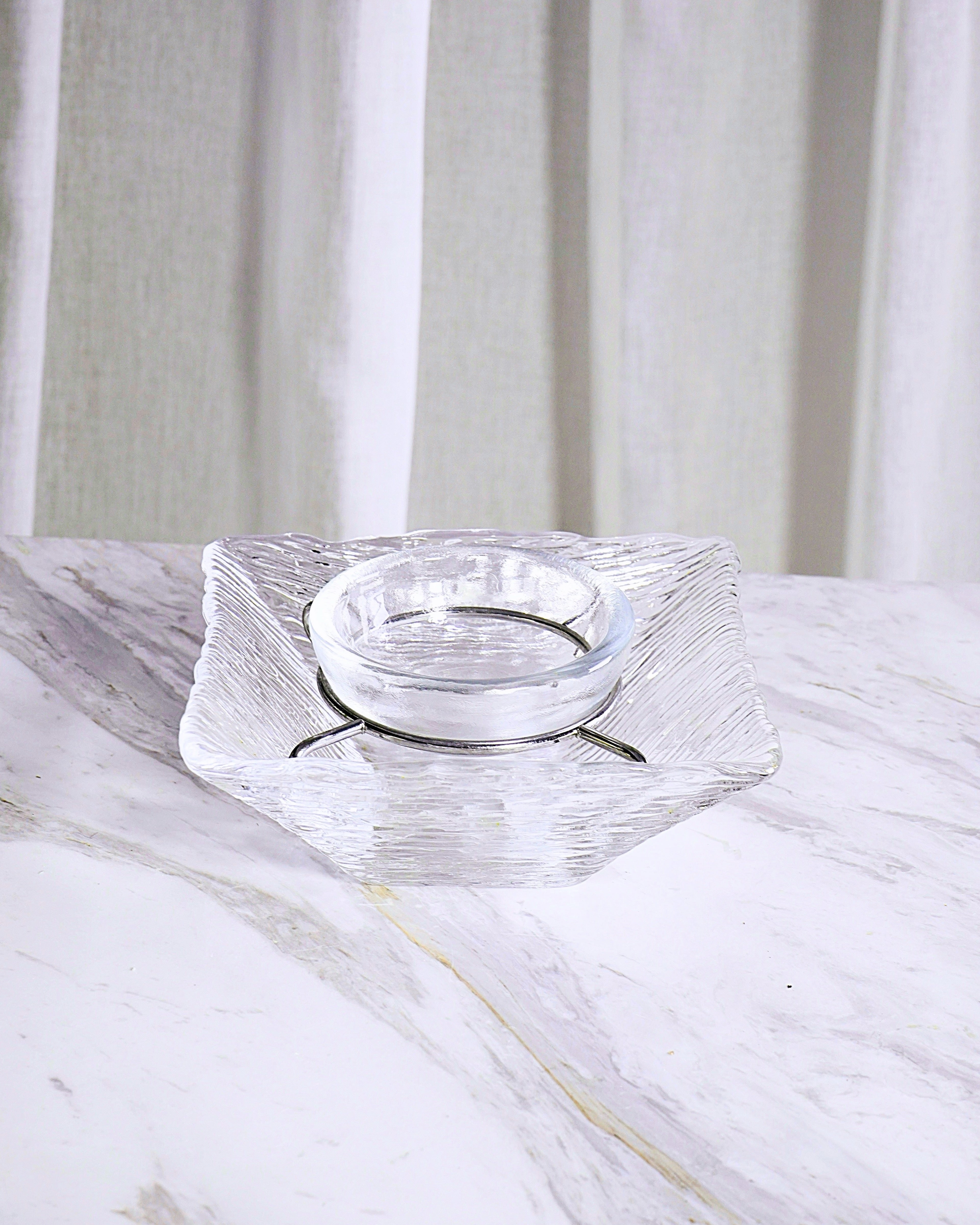IVV Italian Glass - All In One Caviar Set - Clear With Metal Accessory