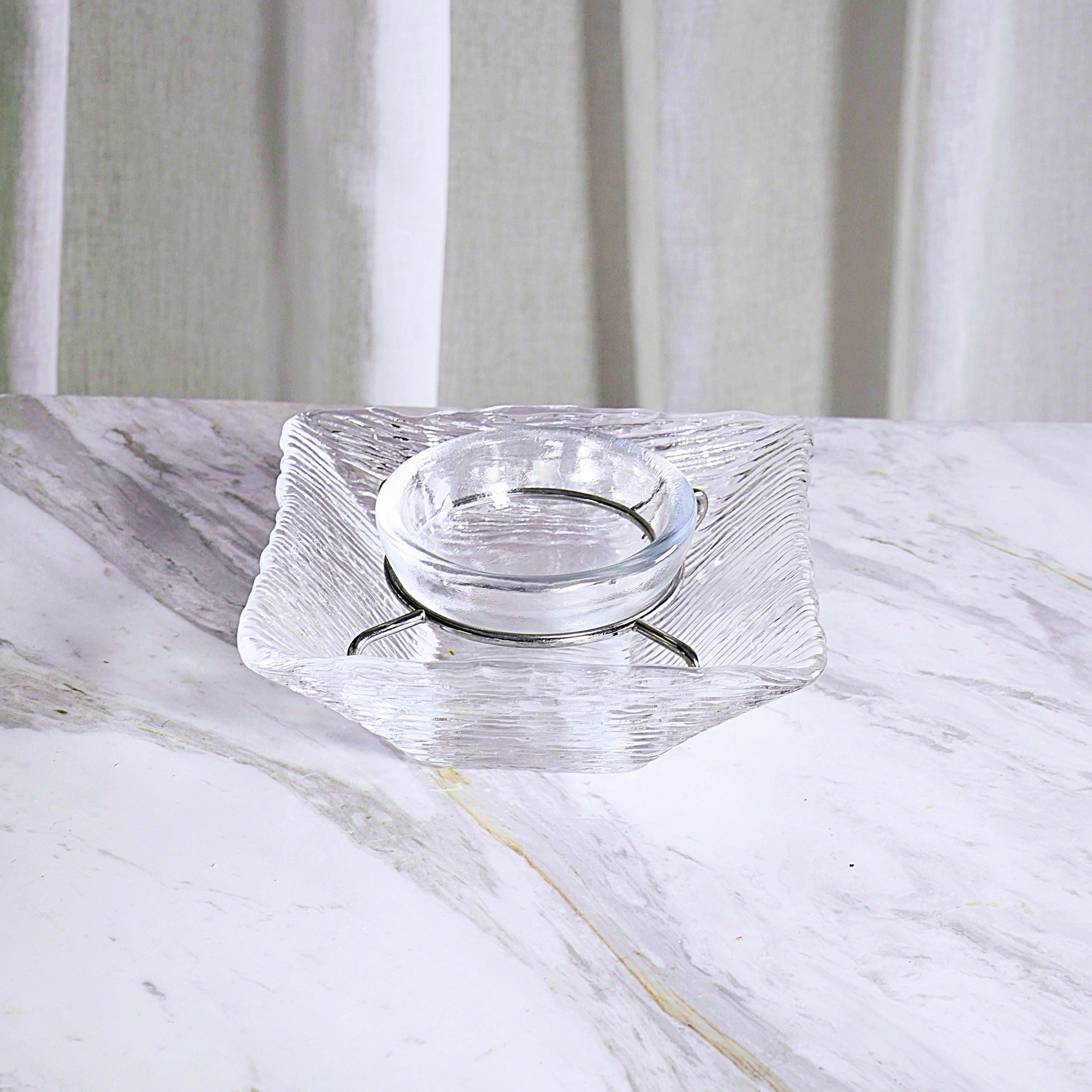 IVV Italian Glass - All In One Caviar Set - Clear With Metal Accessory
