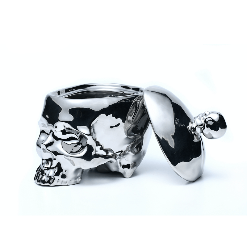 Huang YuLong - Scultura in ceramica TESCHIO - Barattolo multiuso con coperchio - Argento - 13 cm