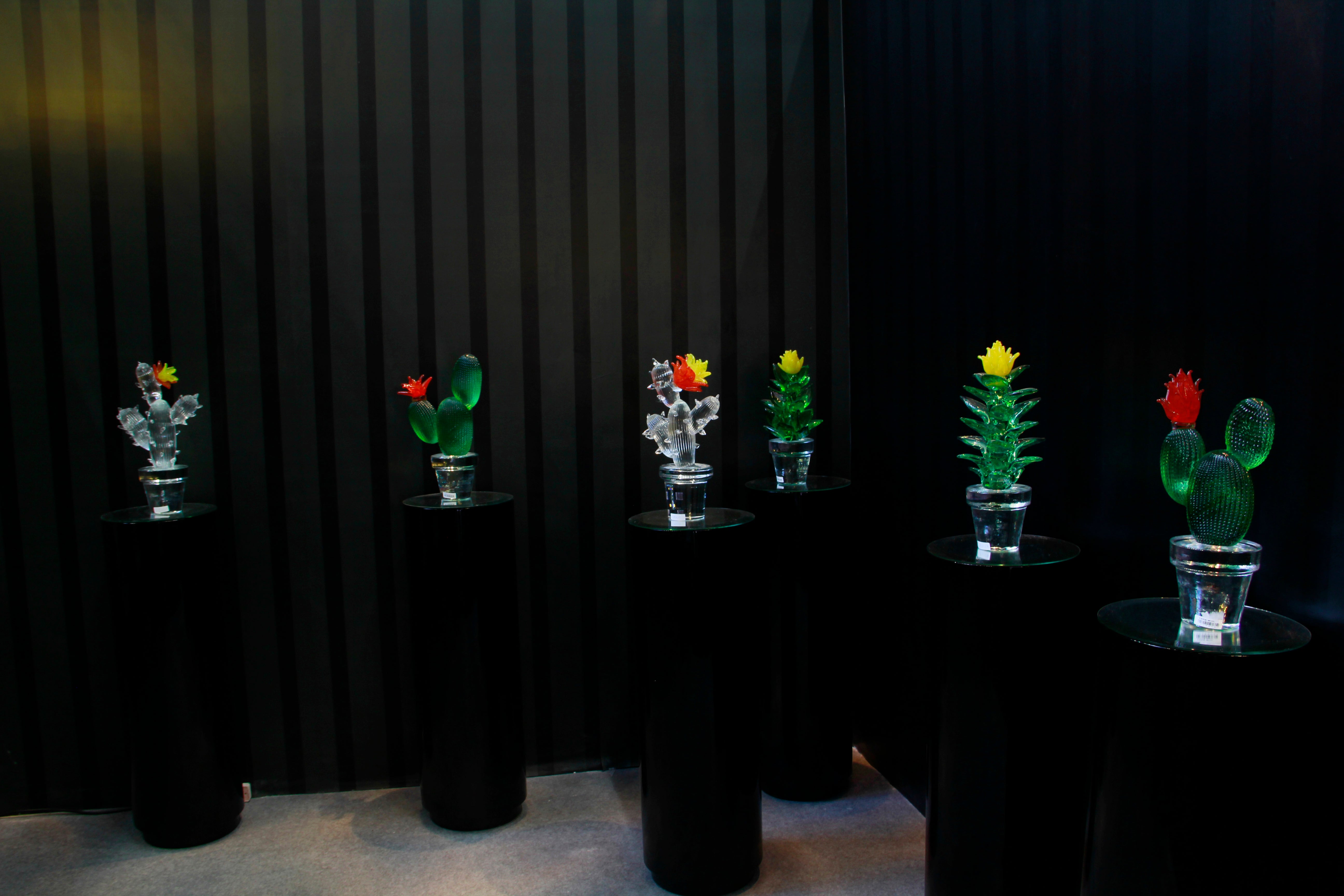 Formia Murano - Scultura Pianta in Vetro - Verde con Fiore Giallo - EDIZIONE LIMITATA 1/30