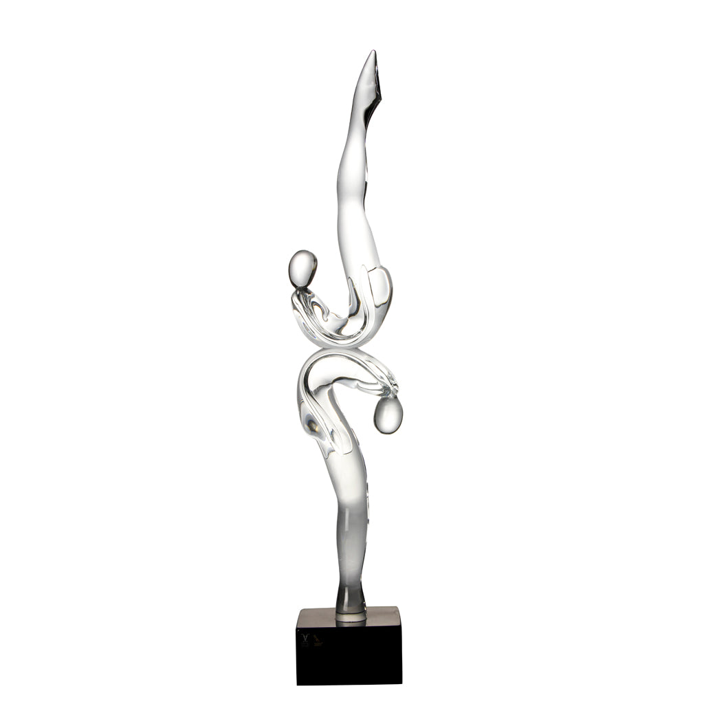 Formia Murano- Abstract Glass Sculpture - Clear with Black Base