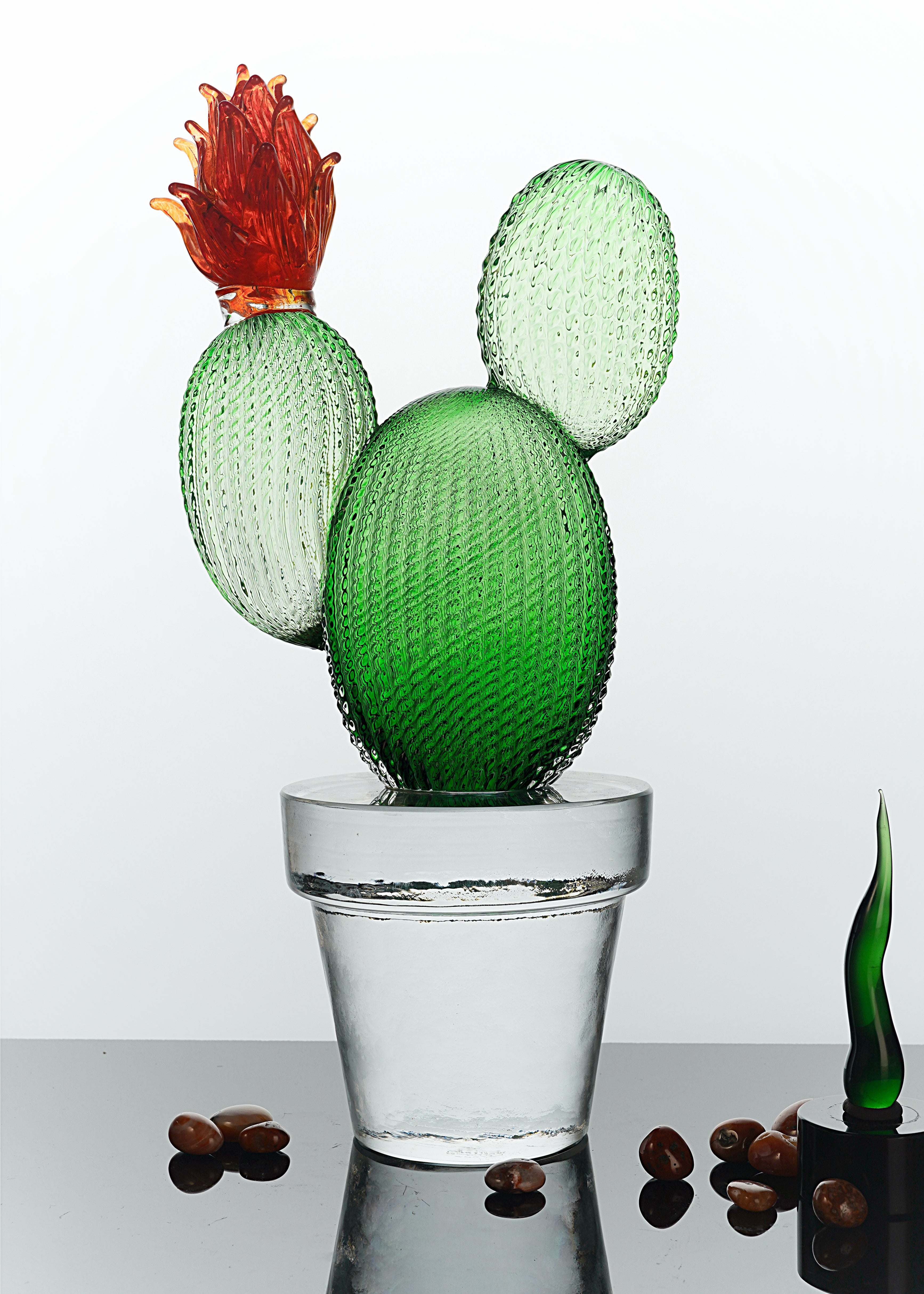 Formia Murano - Glass Cactus Sculpture with Red Flower- LIMITED EDITION 1/300