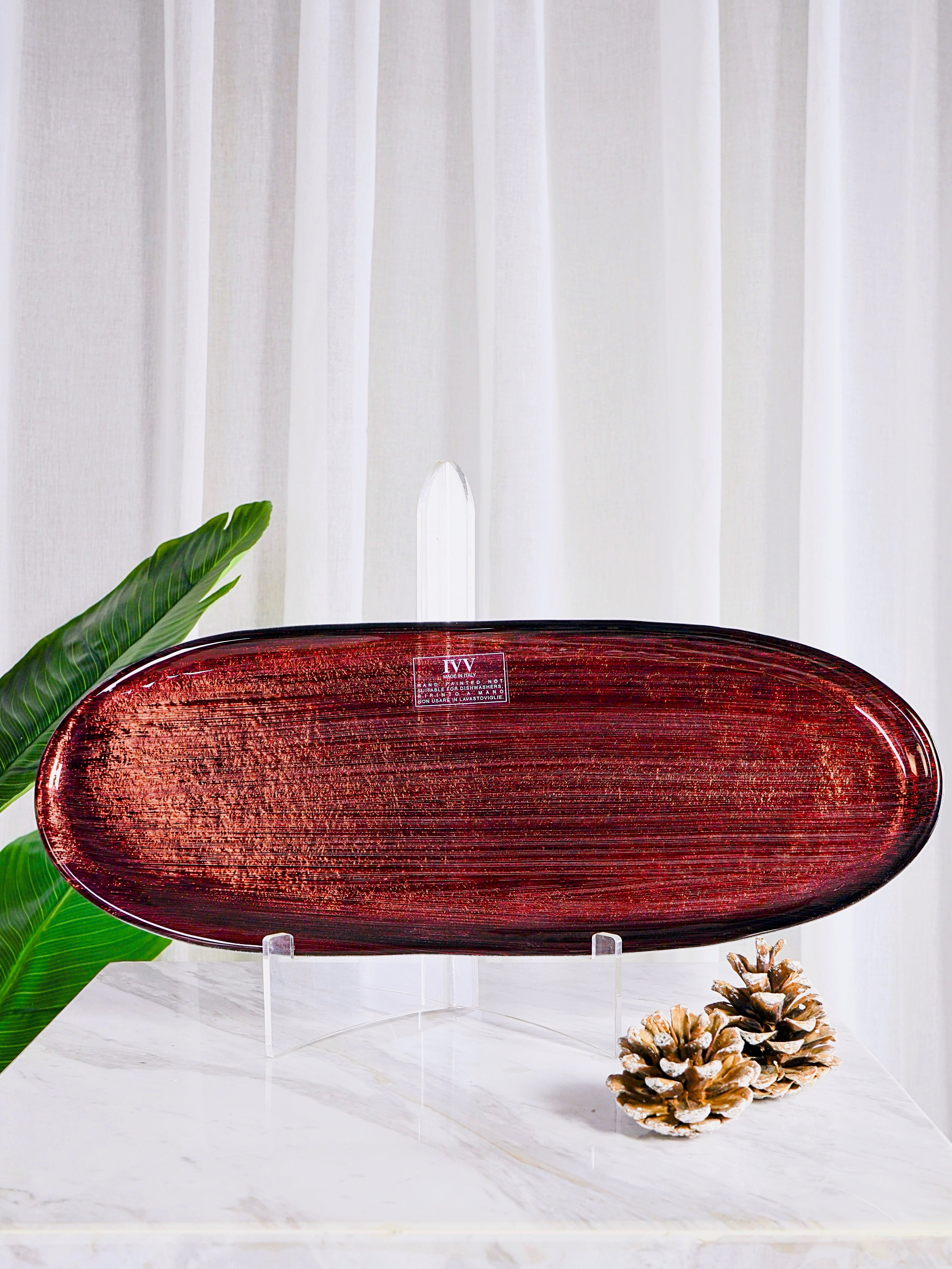 IVV Italian Glass - Bombay Oval Platter - Red