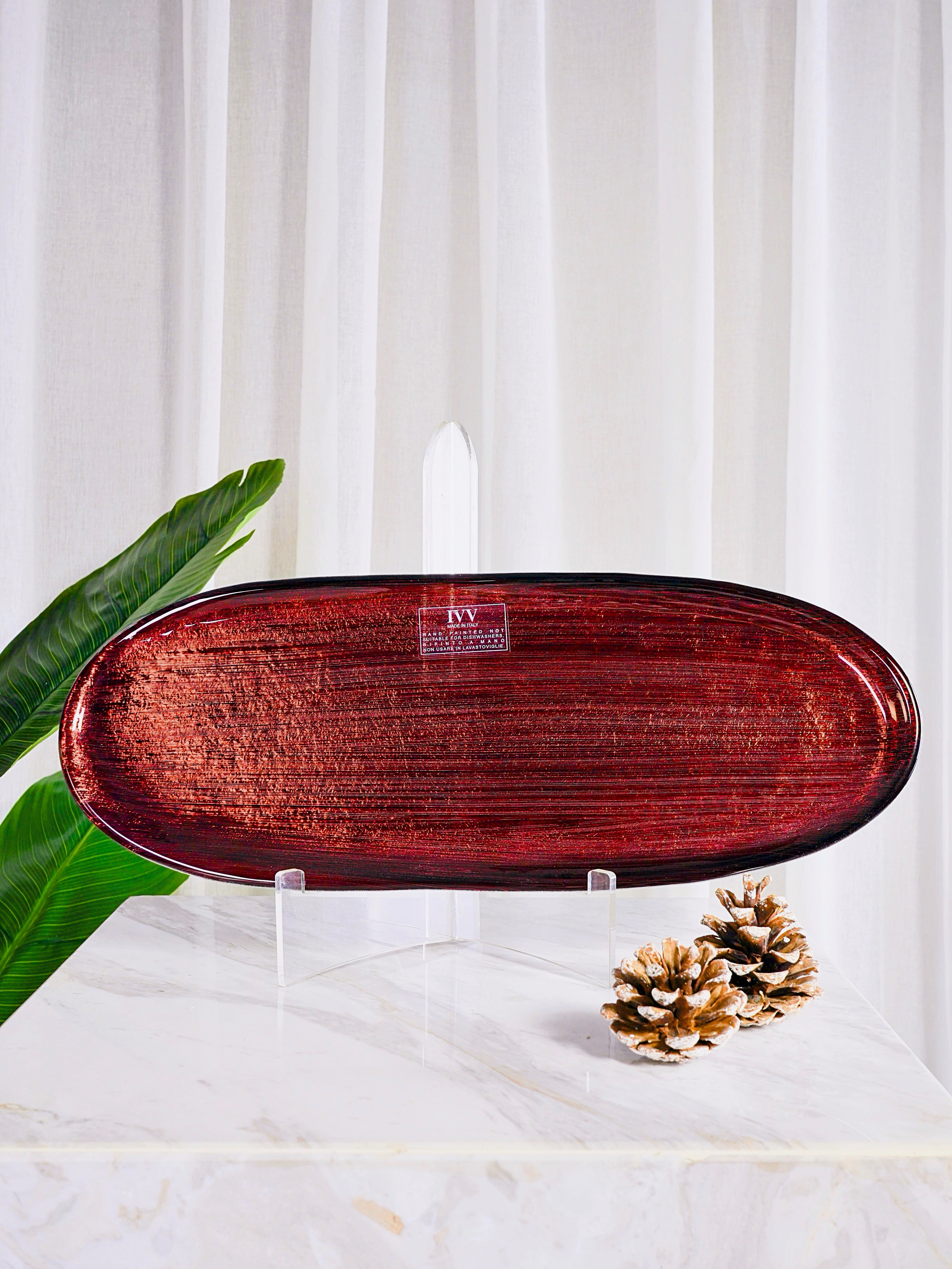 IVV Italian Glass - Bombay Oval Platter - Red