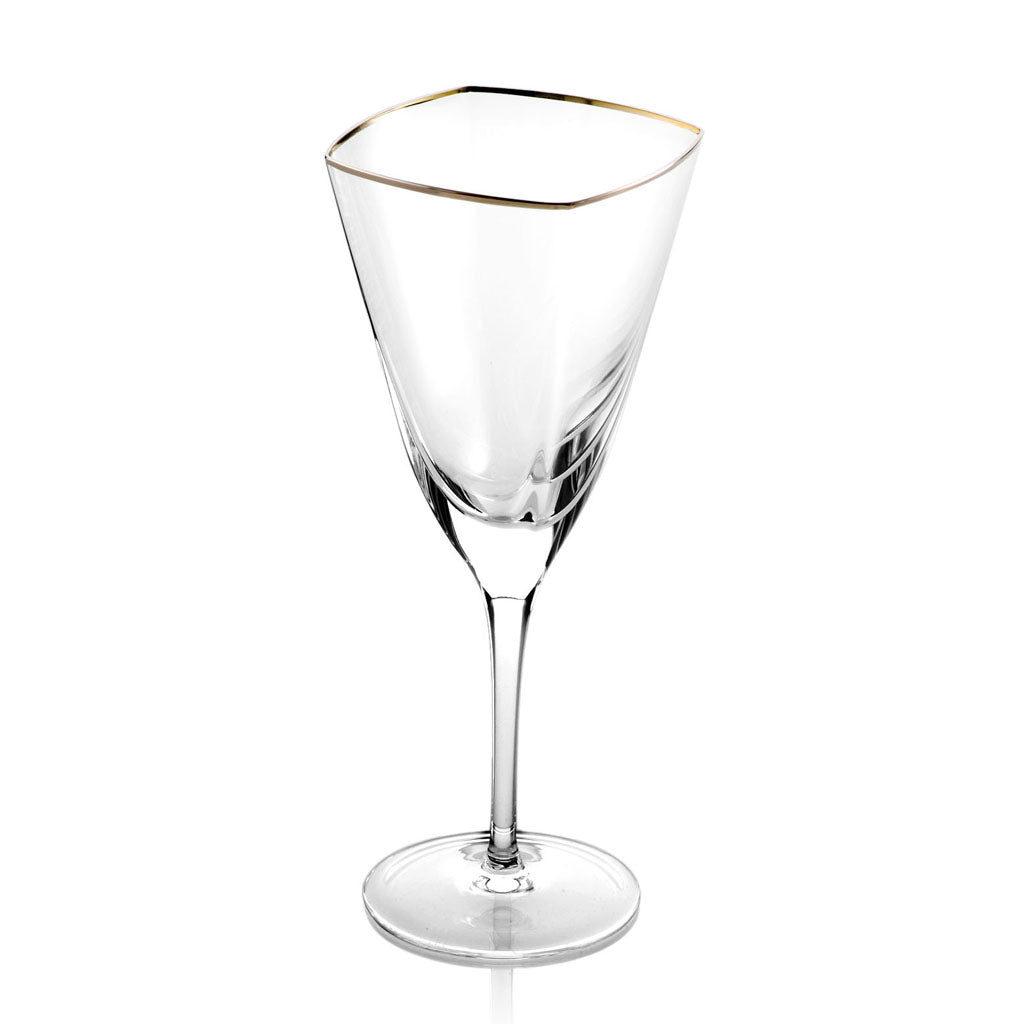 IVV Italian Glass - Times Square Water Glass -  Clear with Platinum Rim