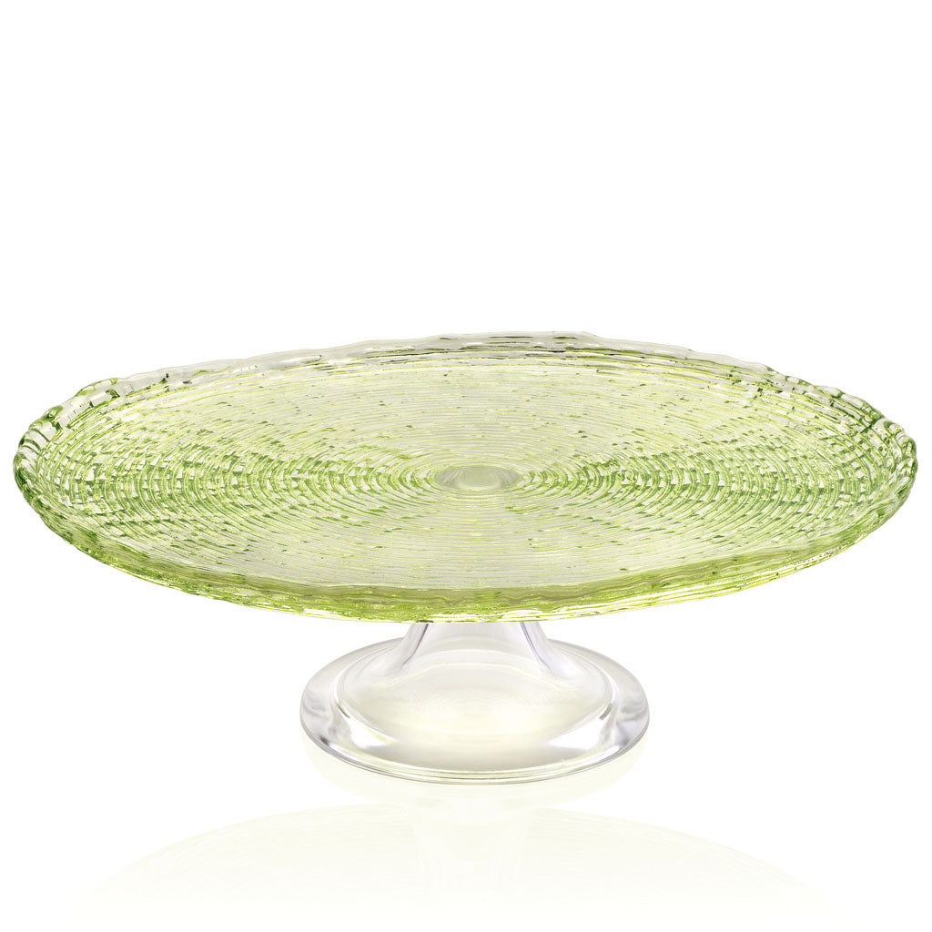 IVV Italian Glass - Multicolour Footed Cake Plate - Green