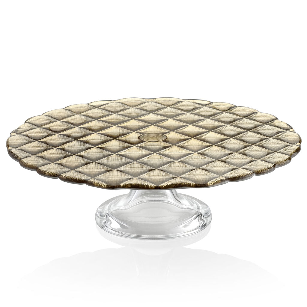 IVV Italian Glass - Velvet Footed Cake Stand - Gold