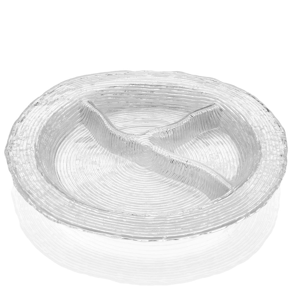 IVV Italian Glass - Wave 3 Sections Appetiser Tray - Clear