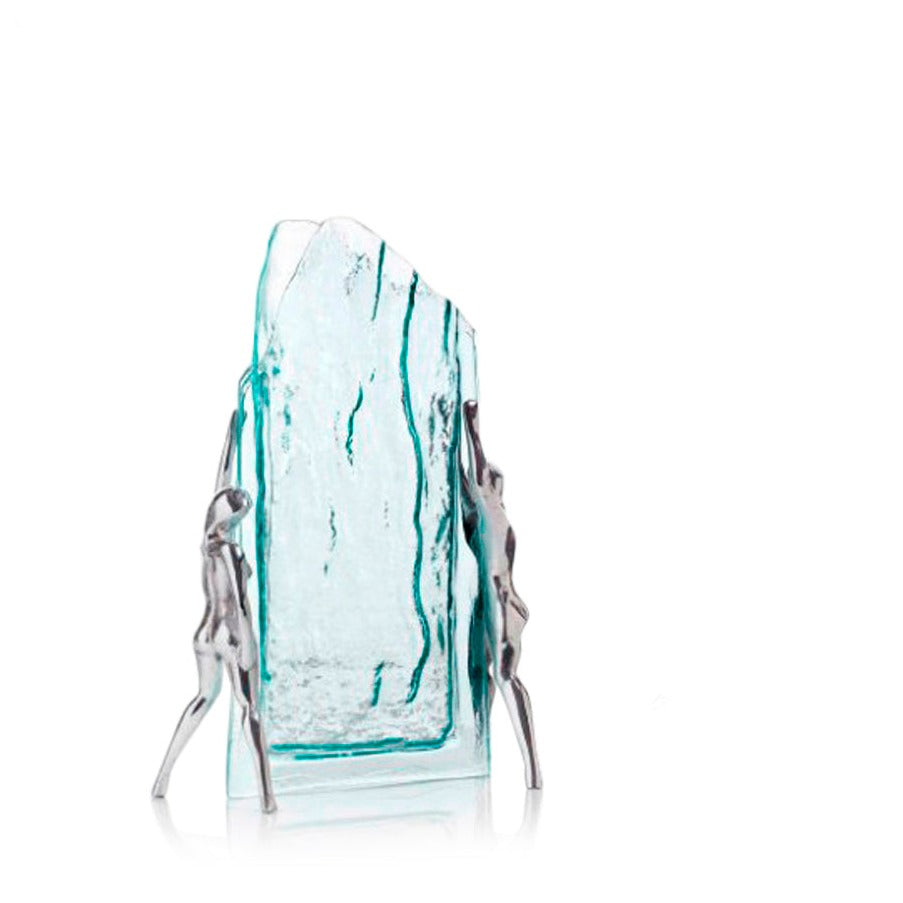 Glassious - Kinisis Glass Vase sculpture - Blue Silver