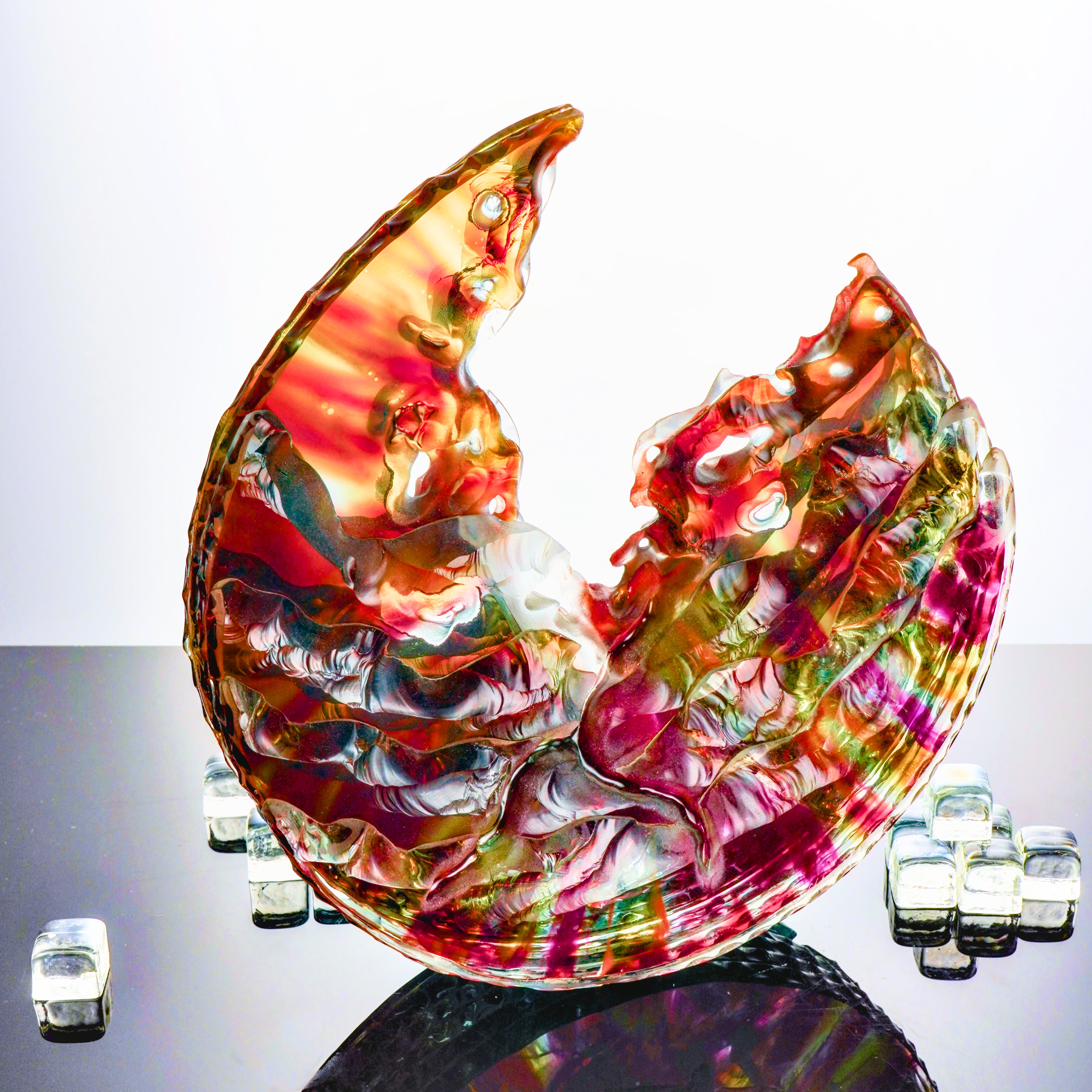 Jurgen Chaumarat - SHELL  Art Glass sculpture - Red