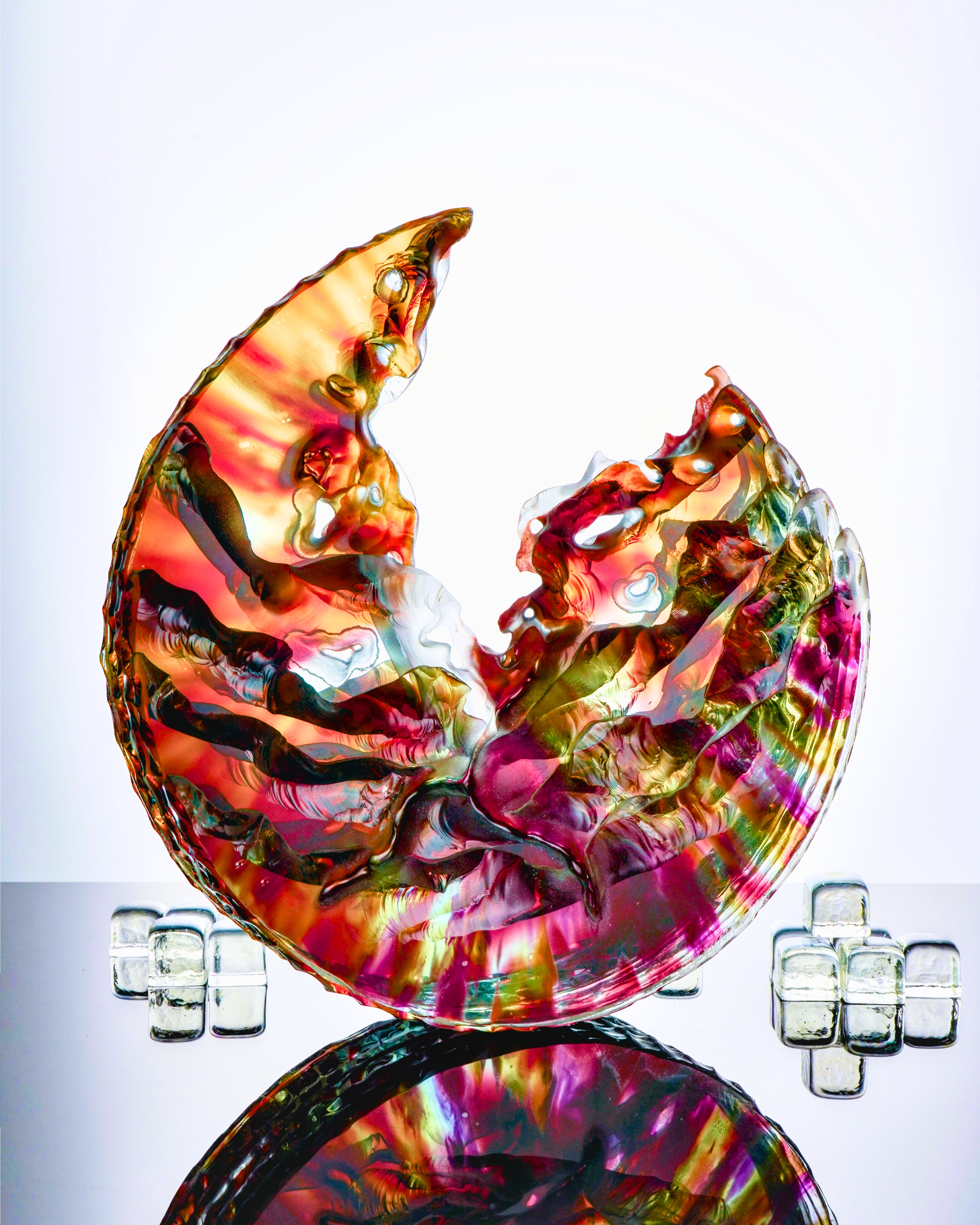 Jurgen Chaumarat - SHELL  Art Glass sculpture - Red