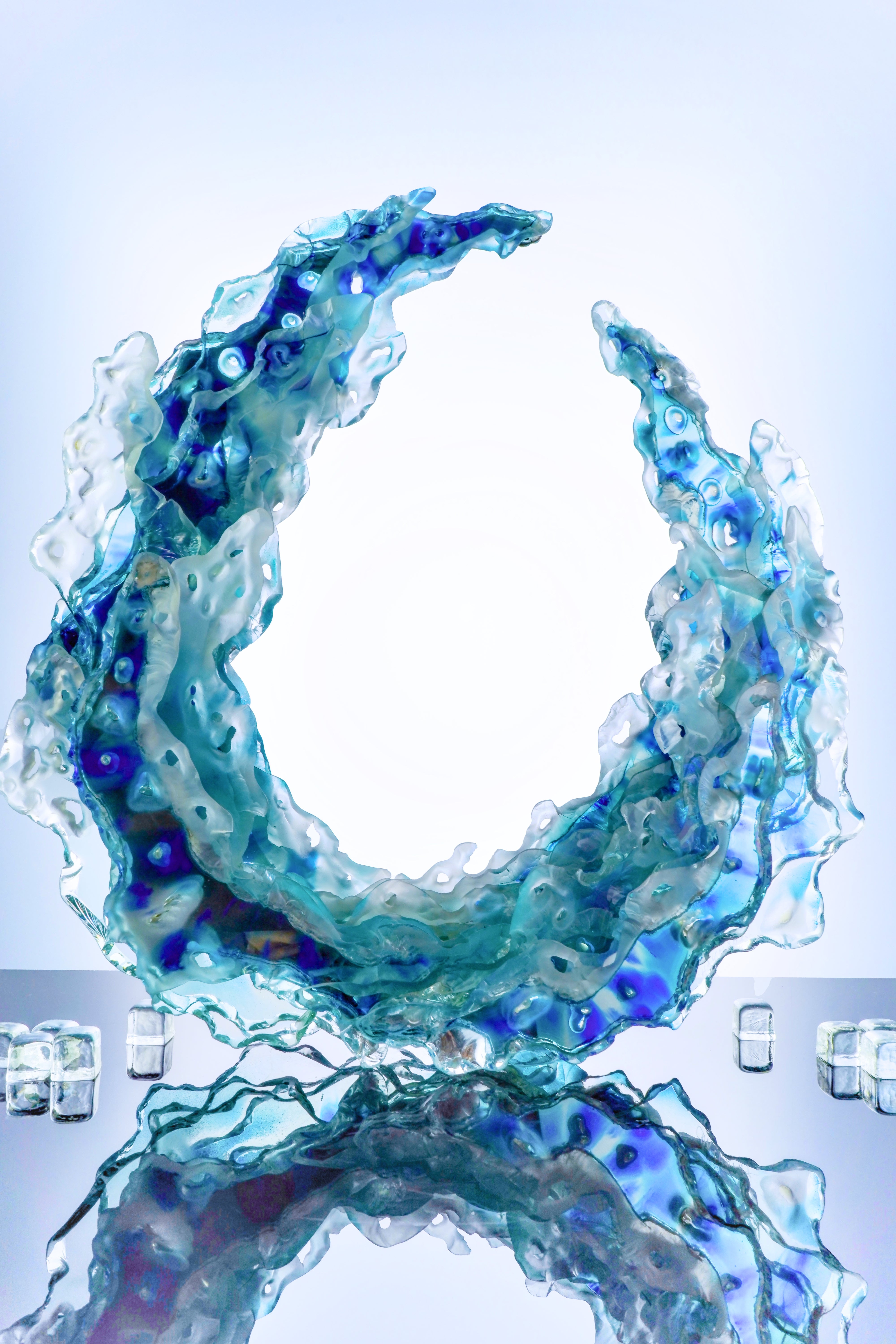 Jurgen Chaumarat - SPLASH Art Glass sculpture - Blue